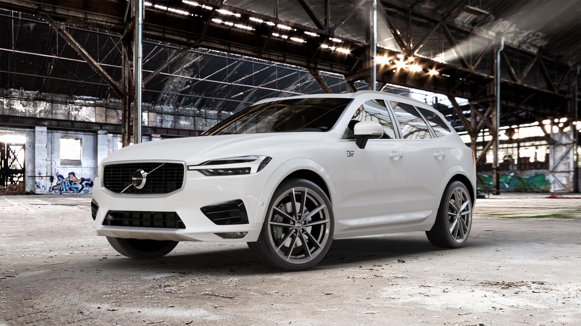 Borbet W mistral anthracite glossy Felge mit Reifen grau in 21Zoll Winterfelge Alufelge auf weissem Volvo XC60 Typ U ⬇️ mit 15mm Tieferlegung ⬇️ Old Industrial Hall_max_5300mm_2024 Frontansicht_1