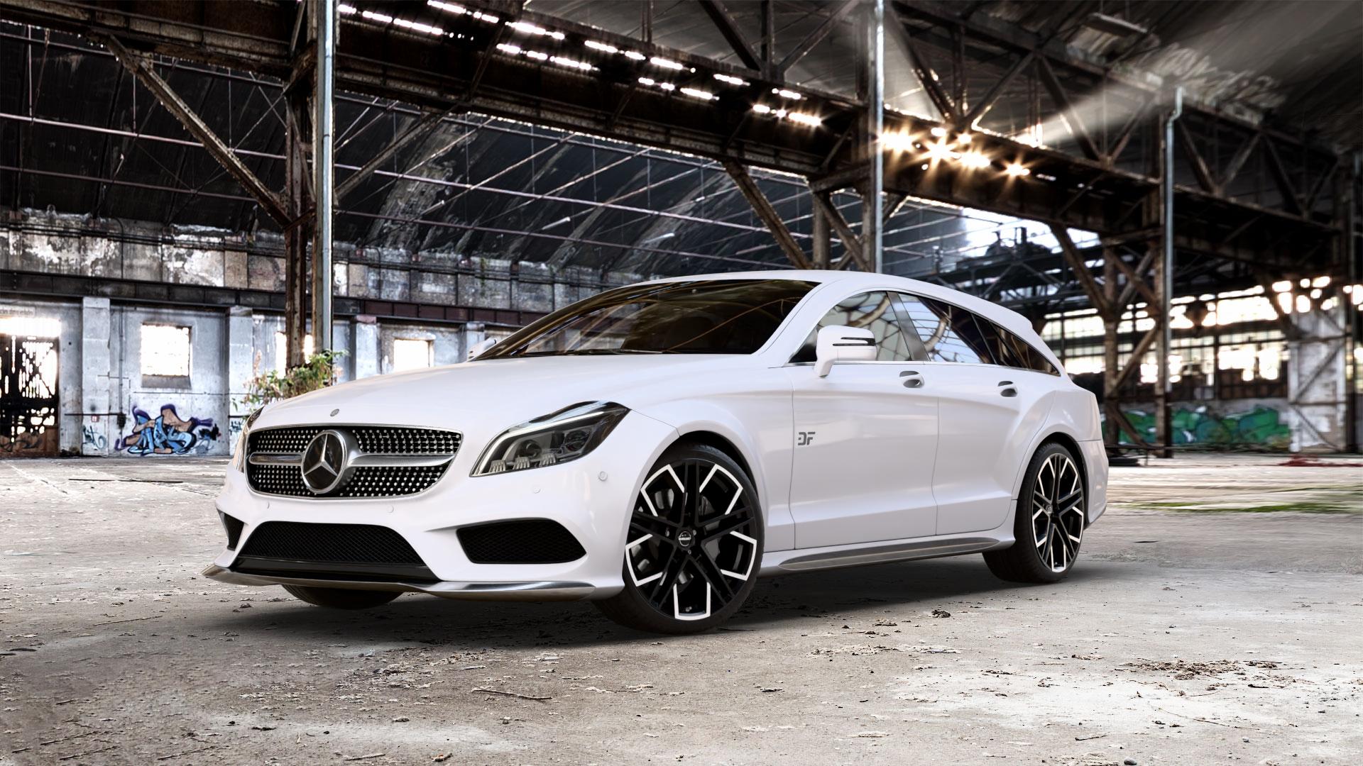 Borbet XV black polished matt Felge mit Reifen schwarz in 19Zoll Winterfelge Alufelge auf weissem Mercedes CLS Typ X218 Shooting Brake 2,1l 250 CDI 150kW (204 PS) 3,0l 350 195kW (265 4Matic 3,5l 225kW (306 4,7l 500 300kW (408 5,5l 63 AMG 410kW (557 4-Matic 43 ⬇️ mit 15mm Tieferlegung ⬇️ Old Industrial Hall_max_5300mm_2024 Frontansicht_1
