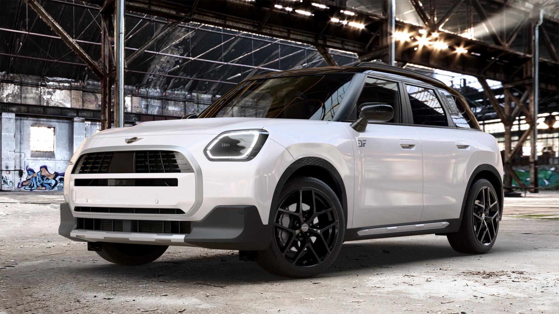 Borbet Y black glossy Felge mit Reifen schwarz in 19Zoll Winterfelge Alufelge auf weissem Mini U25 Typ UMX (Countryman) 1,5l C 100kW Mild-Hybrid (136 PS) 115kW (156 2,0l JCW ALL4 221kW (300 D 110kW (150 0,0l E 68kW (92 S 150kW (204 SE 104kW (141 ⬇️ mit 15mm Tieferlegung ⬇️ Old Industrial Hall_max_4400mm_2024 Frontansicht_1