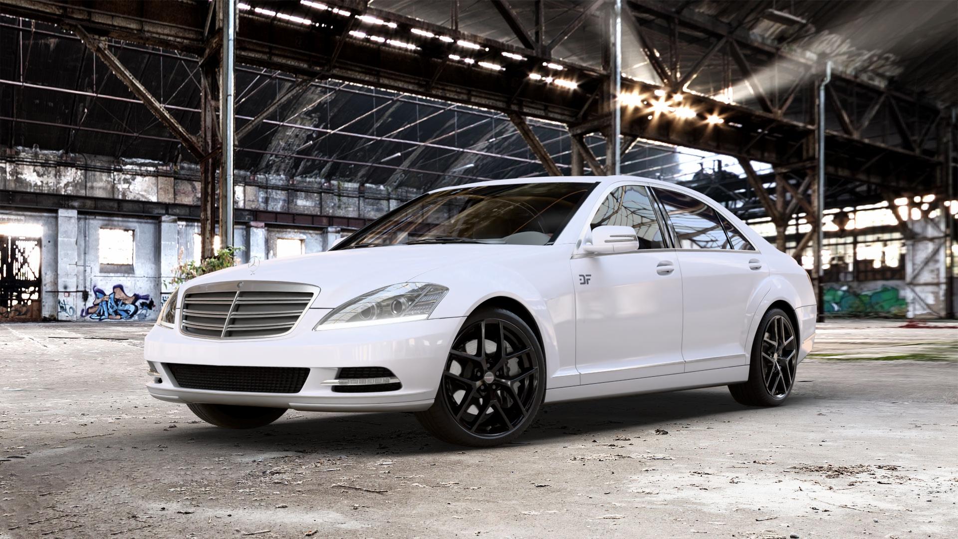 Borbet Y black glossy Felge mit Reifen schwarz in 20Zoll Winterfelge Alufelge auf weissem Mercedes S-Klasse Typ W221 3,5l S 350 200kW (272 PS) 5,5l 500 285kW (387 4,7l 450 250kW (340 3,0l 320 CDI 173kW (235 4,0l 420 235kW (320 6,2l 63 AMG 386kW (525 4 ⬇️ mit 15mm Tieferlegung ⬇️ Old Industrial Hall_max_5300mm_2024 Frontansicht_1