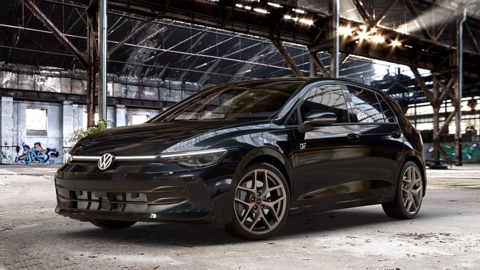 Borbet Y bronce matt Felge mit Reifen bronze in 18Zoll Winterfelge Alufelge auf schwarzem Volkswagen (VW) Golf 8 Facelift ⬇️ mit 15mm Tieferlegung ⬇️ Old Industrial Hall_max_4400mm_2024 Frontansicht_1