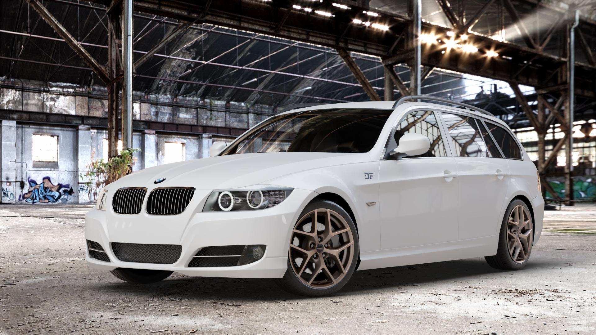 Borbet Y bronce matt Felge mit Reifen bronze in 18Zoll Winterfelge Alufelge auf weissem BMW 318i Typ E91 (Touring) 320i 325i 330i 320d 330d 318d 325xi 330xi 335i 335d 325d 330xd 335xi 320xd 316d 316i 3er Touring (390L, 390X, 3K, 3K-N1) ⬇️ mit 15mm Tieferlegung ⬇️ Old Industrial Hall_max_4400mm_2024 Frontansicht_1