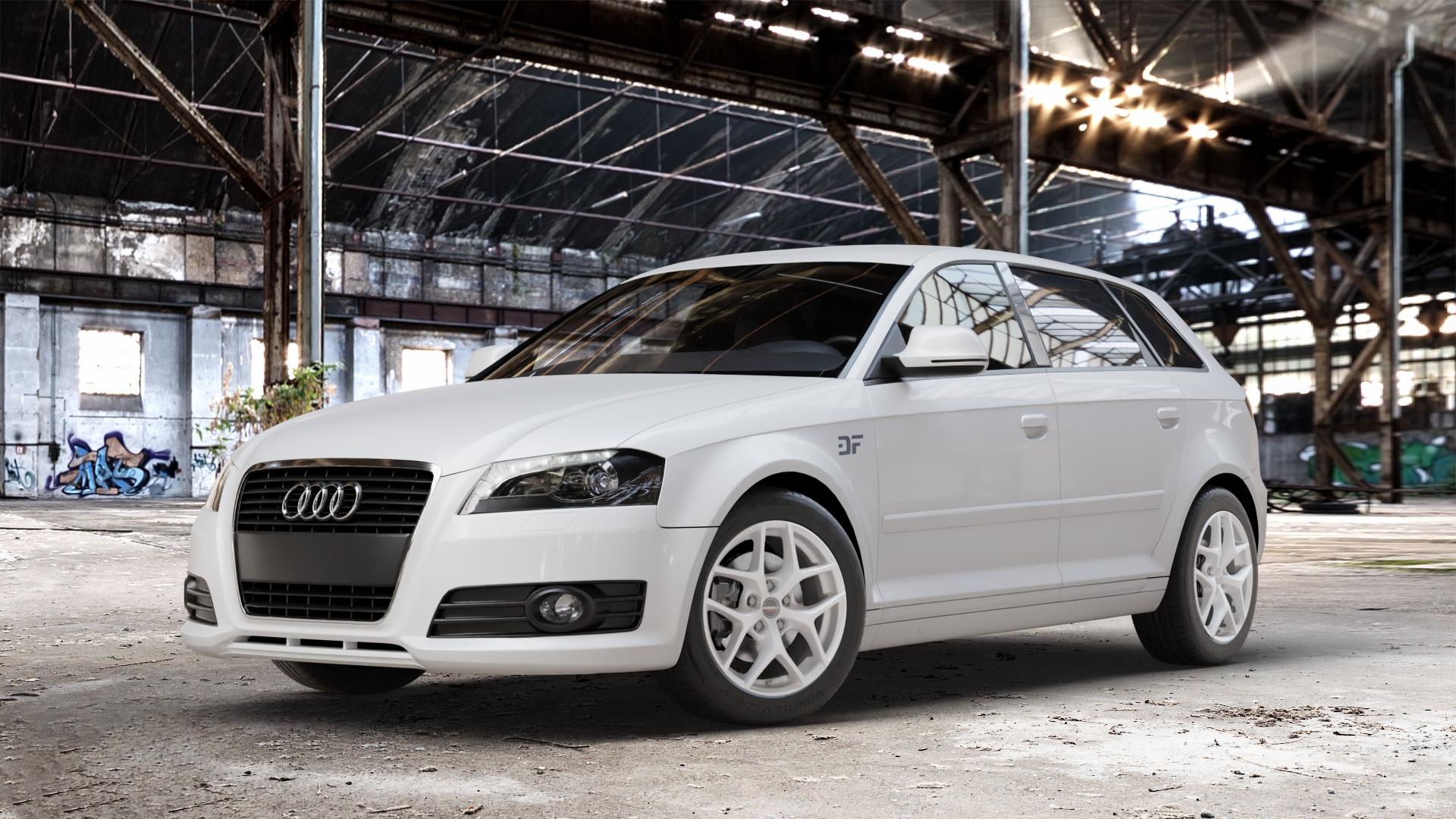 Borbet Y crystal silver Felge mit Reifen silber in 16Zoll Winterfelge Alufelge auf weissem Audi A3 Typ 8P (Sportback) 1,6l 75kW (102 PS) 2,0l FSI 110kW (150 1,9l TDI 77kW (105 103kW (140 TFSI 147kW (200 85kW (116 100kW (136 1,8l 118kW (160 125kW (170 1 ⬇️ mit 15mm Tieferlegung ⬇️ Old Industrial Hall_max_4400mm_2024 Frontansicht_1