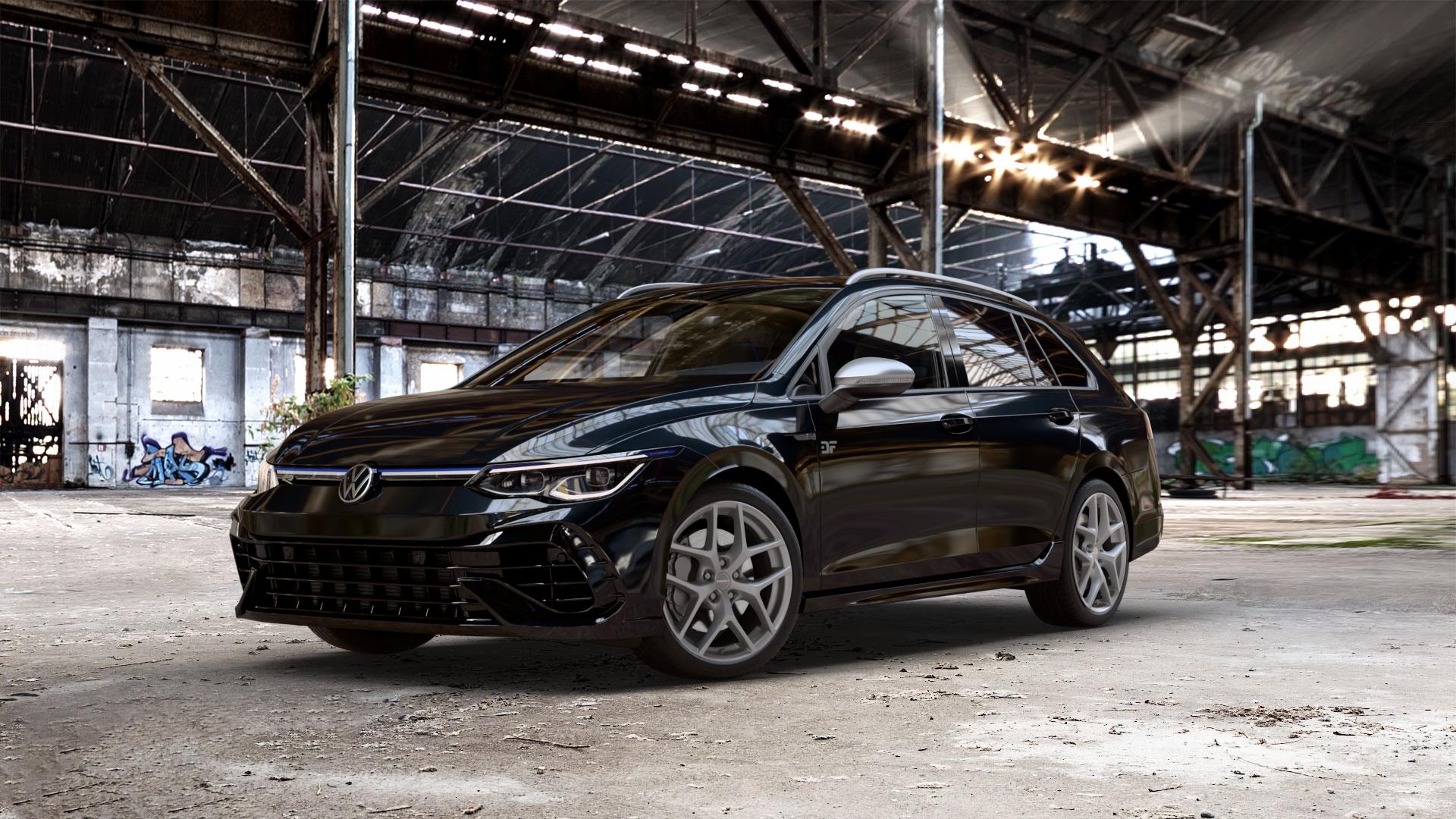 Borbet Y titan matt Felge mit Reifen grau in 18Zoll Winterfelge Alufelge auf metallic schwarzem Volkswagen (VW) Golf 8 Variant 2,0l R 4Motion 235kW (320 PS) ⬇️ mit 15mm Tieferlegung ⬇️ Old Industrial Hall_max_5300mm_2024 Frontansicht_1