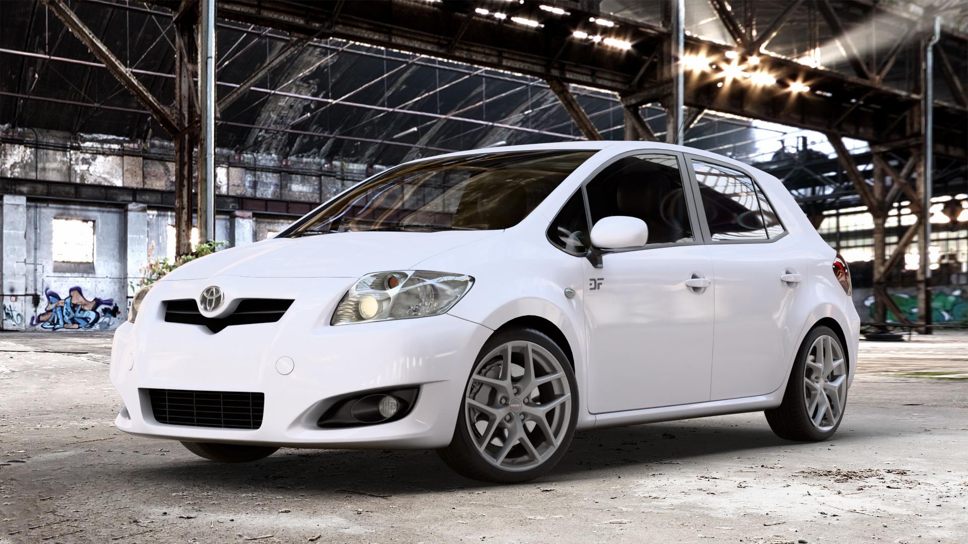 Borbet Y titan matt Felge mit Reifen grau in 18Zoll Winterfelge Alufelge auf weissem Toyota Auris (07-12) 1,6l Dual VVT-i 91kW (124 PS) 1,4l D-4D 66kW (90 71kW (97 1,3l 74kW (101 73kW (99 Vavematic 97kW (132 1,8l 108kW (147 VVT-i-Hybrid ⬇️ mit 15mm Tieferlegung ⬇️ Old Industrial Hall_max_4400mm_2024 Frontansicht_1