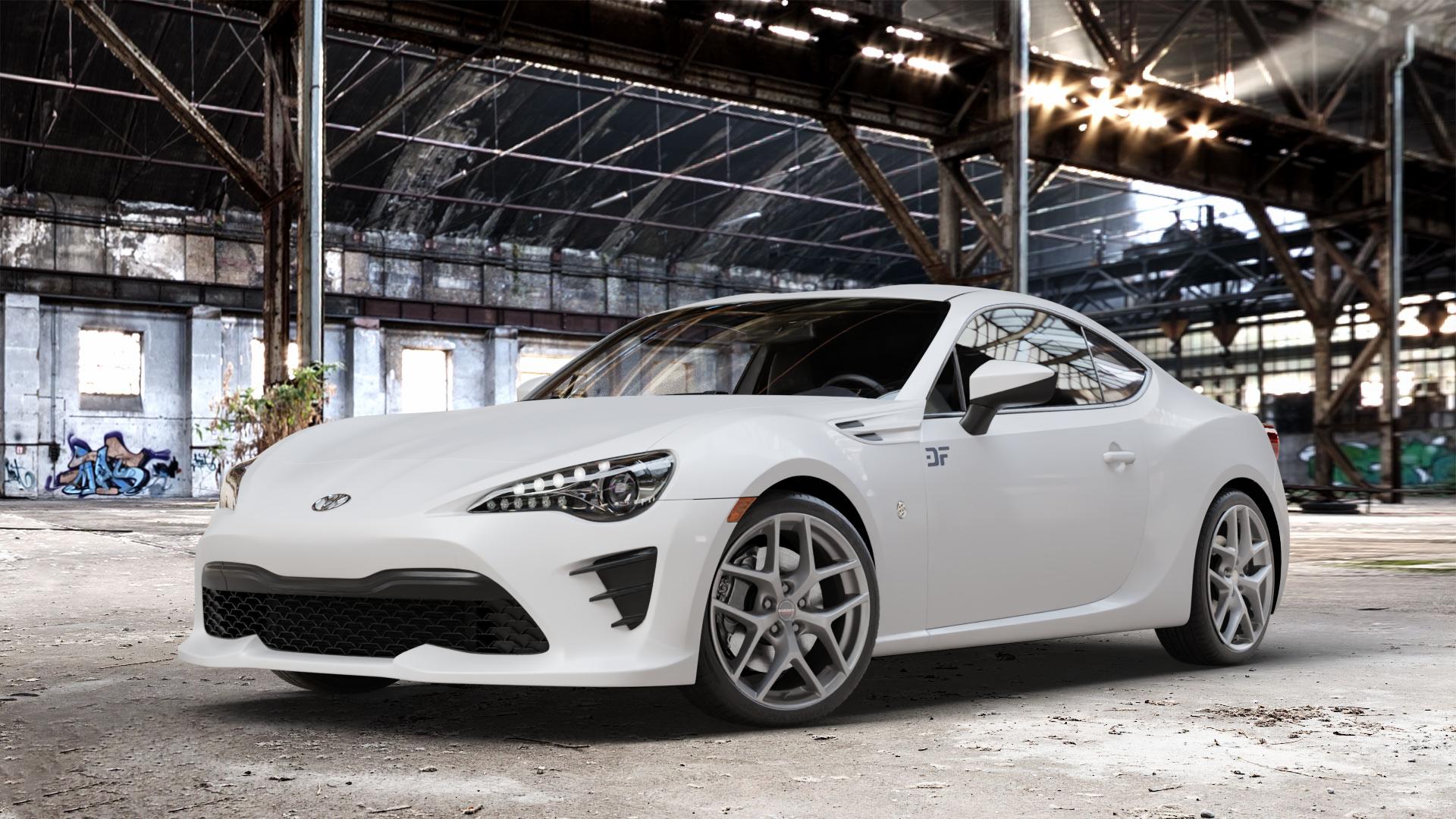 Borbet Y titan matt Felge mit Reifen grau in 18Zoll Winterfelge Alufelge auf weissem Toyota GT86 Typ GC/GF ZN Facelift ⬇️ mit 15mm Tieferlegung ⬇️ Old Industrial Hall_max_4400mm_2024 Frontansicht_1