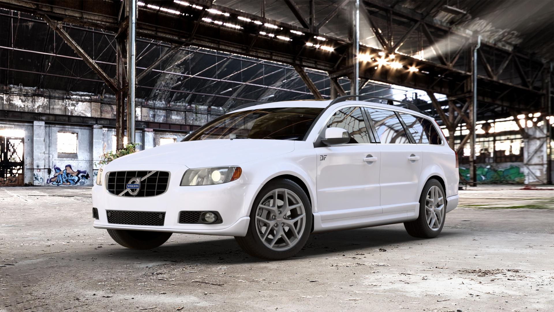 Borbet Y titan matt Felge mit Reifen grau in 18Zoll Winterfelge Alufelge auf weissem Volvo V70 III Typ B 2,0l 107kW (145 PS) D 100kW (136 1,6l T4 132kW (179 T 149kW (203 D3 120kW (163 DRIVe 80kW (109 84kW (114 D4 133kW (181 ⬇️ mit 15mm Tieferlegung ⬇️ Old Industrial Hall_max_5300mm_2024 Frontansicht_1