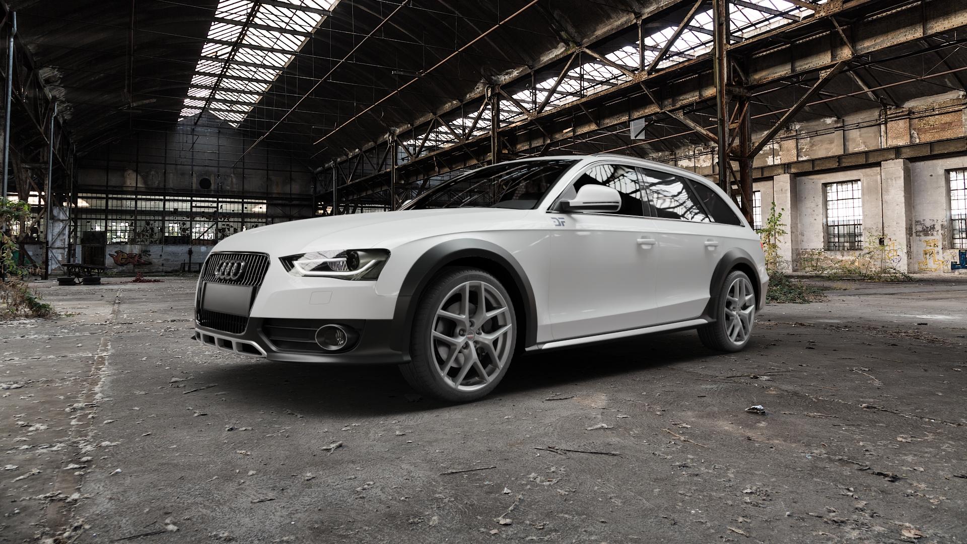 Borbet Y titan matt Felge mit Reifen grau in 19Zoll Winterfelge Alufelge auf weissem Audi A4 Typ 8KH/B8 Allroad Facelift ⬇️ mit 15mm Tieferlegung ⬇️ Old Industrial Hall_max5000mm_2022 Frontansicht_1