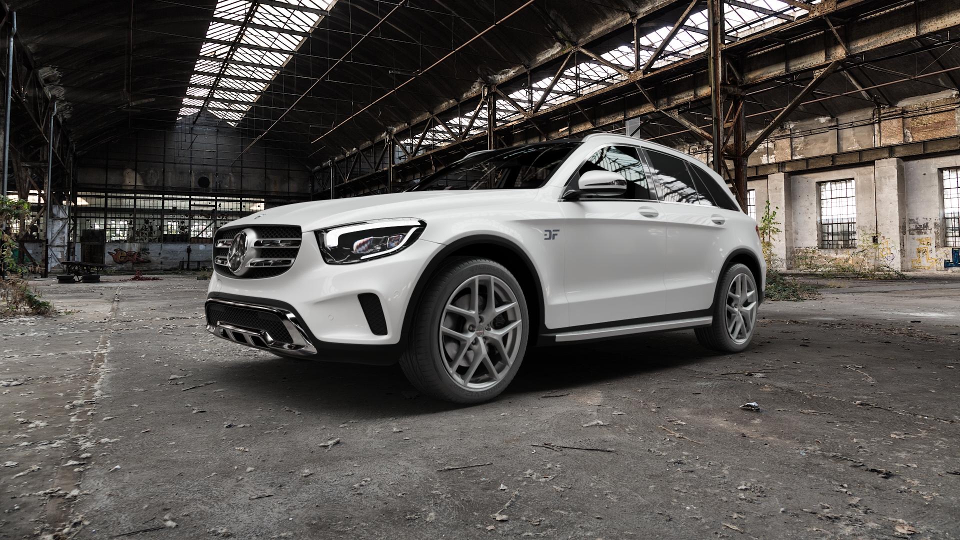 Borbet Y titan matt Felge mit Reifen grau in 20Zoll Winterfelge Alufelge auf weissem Mercedes GLC-Klasse Typ X253 Facelift ⬇️ mit 15mm Tieferlegung ⬇️ Old Industrial Hall_max5000mm_2022 Frontansicht_1