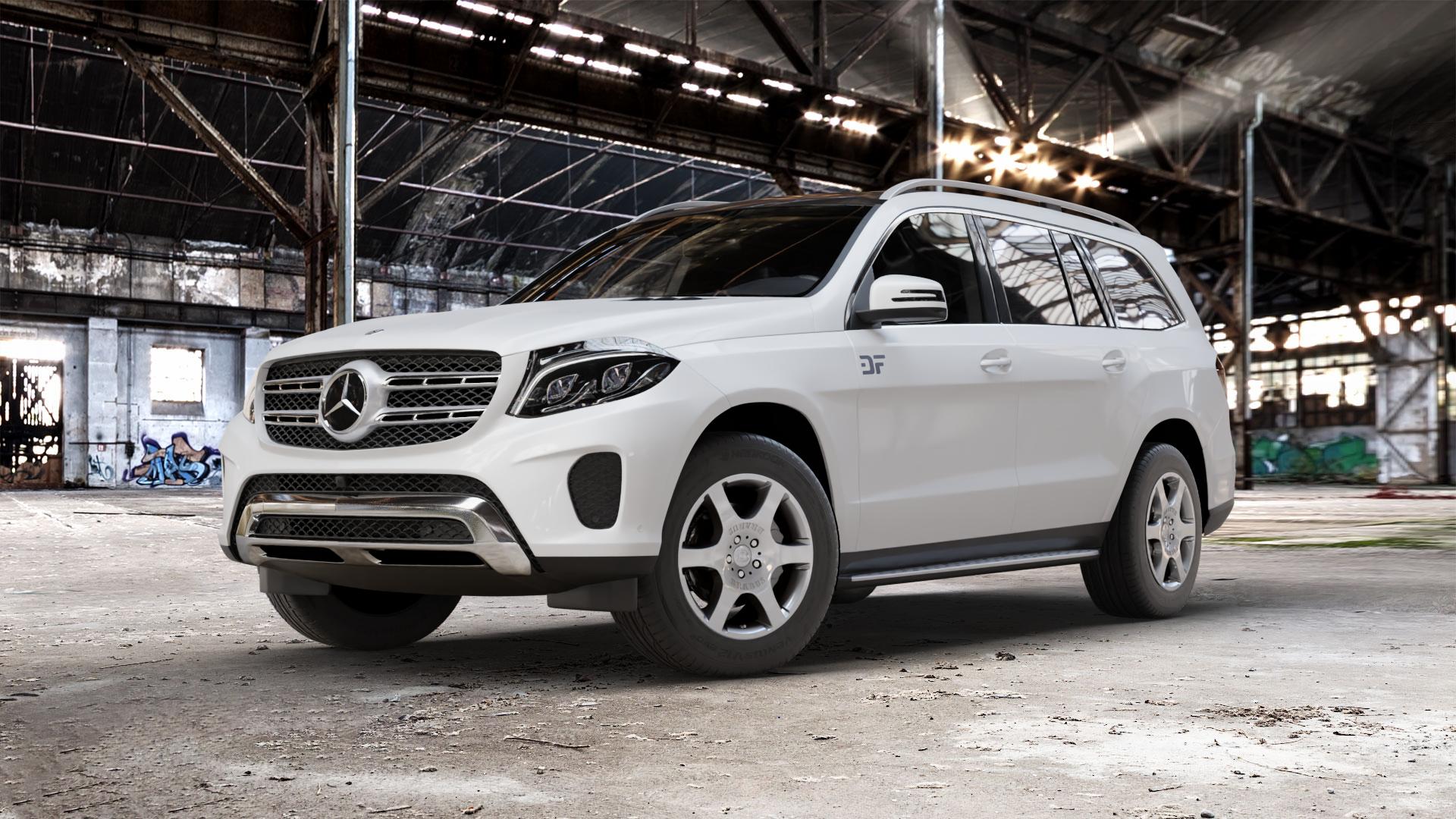 Brabus Monoblock A Silber lackiert Felge mit Reifen in 18Zoll Winterfelge Alufelge auf weissem Mercedes GLS-Klasse Typ 166 3,0l 350 D 4Matic 190kW (258 PS) 400 245kW (333 4,7l 500 335kW (455 5,5l 63 AMG 4-Matic 430kW (585 ⬇️ mit 15mm Tieferlegung ⬇️ Old Industrial Hall_max_5300mm_2024 Frontansicht_1