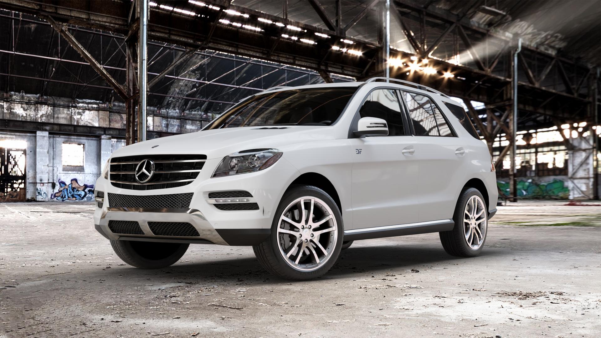 Brabus Monoblock S Silber vollpoliert Felge mit Reifen in 20Zoll Alufelge auf weissem Mercedes M-Klasse Typ W166 ⬇️ mit 15mm Tieferlegung ⬇️ Old Industrial Hall_max_5300mm_2024 Frontansicht_1