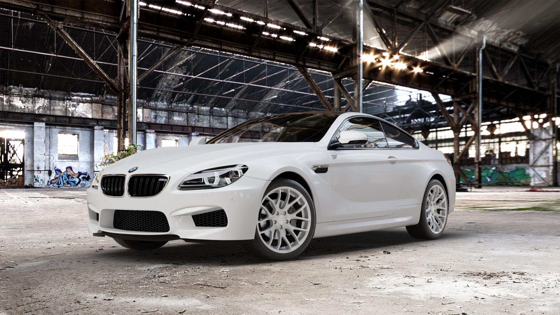 BREYTON Race GTS Hyper Silver Felge mit Reifen silber in 19Zoll Winterfelge Alufelge auf weissem BMW M6 Typ F13 (Coupe) 4,4l 412kW (560 PS) 423kW Competition (575 441kW Edition 30 (600 E63 6er Coupé (663C) (6C) ⬇️ mit 15mm Tieferlegung ⬇️ Old Industrial Hall_max_5300mm_2024 Frontansicht_1