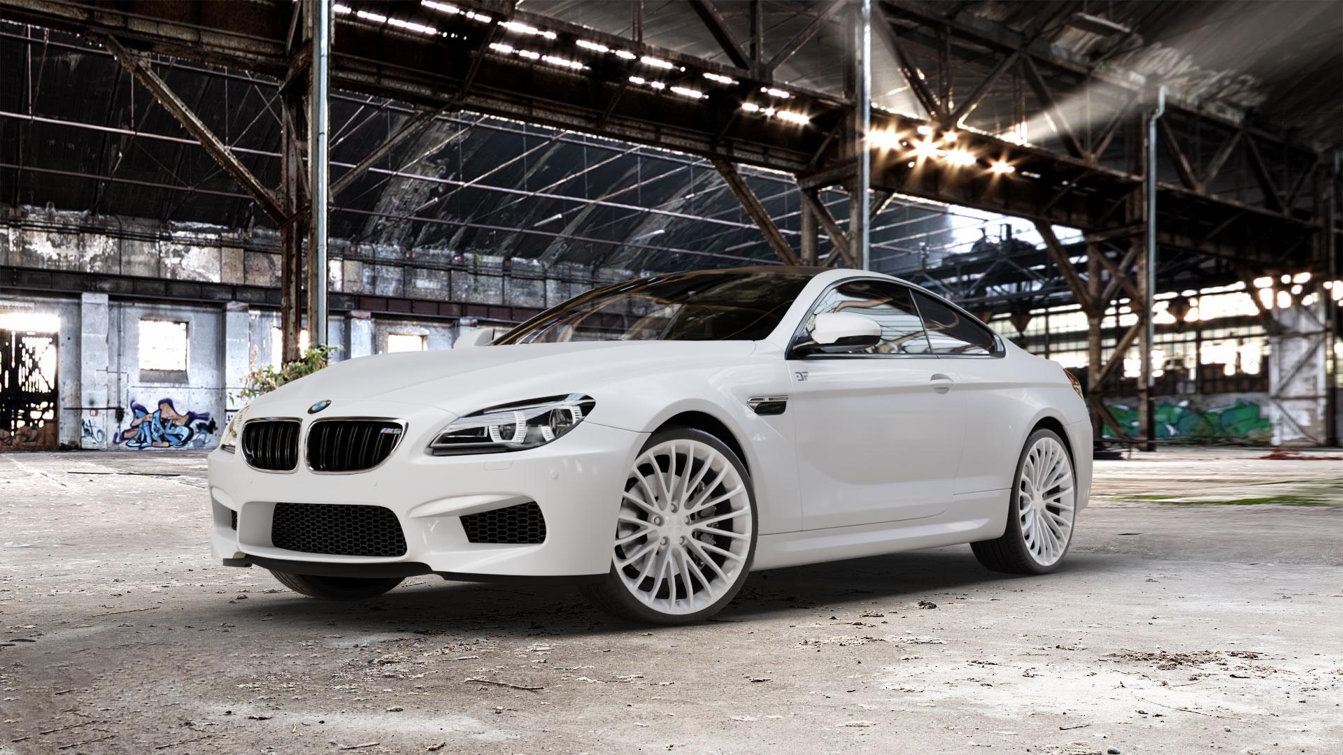 BREYTON Race LS Hyper Silver Felge mit Reifen silber in 21Zoll Winterfelge Alufelge auf weissem BMW M6 Typ F13 (Coupe) 4,4l 412kW (560 PS) 423kW Competition (575 441kW Edition 30 (600 E63 6er Coupé (663C) (6C) ⬇️ mit 15mm Tieferlegung ⬇️ Old Industrial Hall_max_5300mm_2024 Frontansicht_1