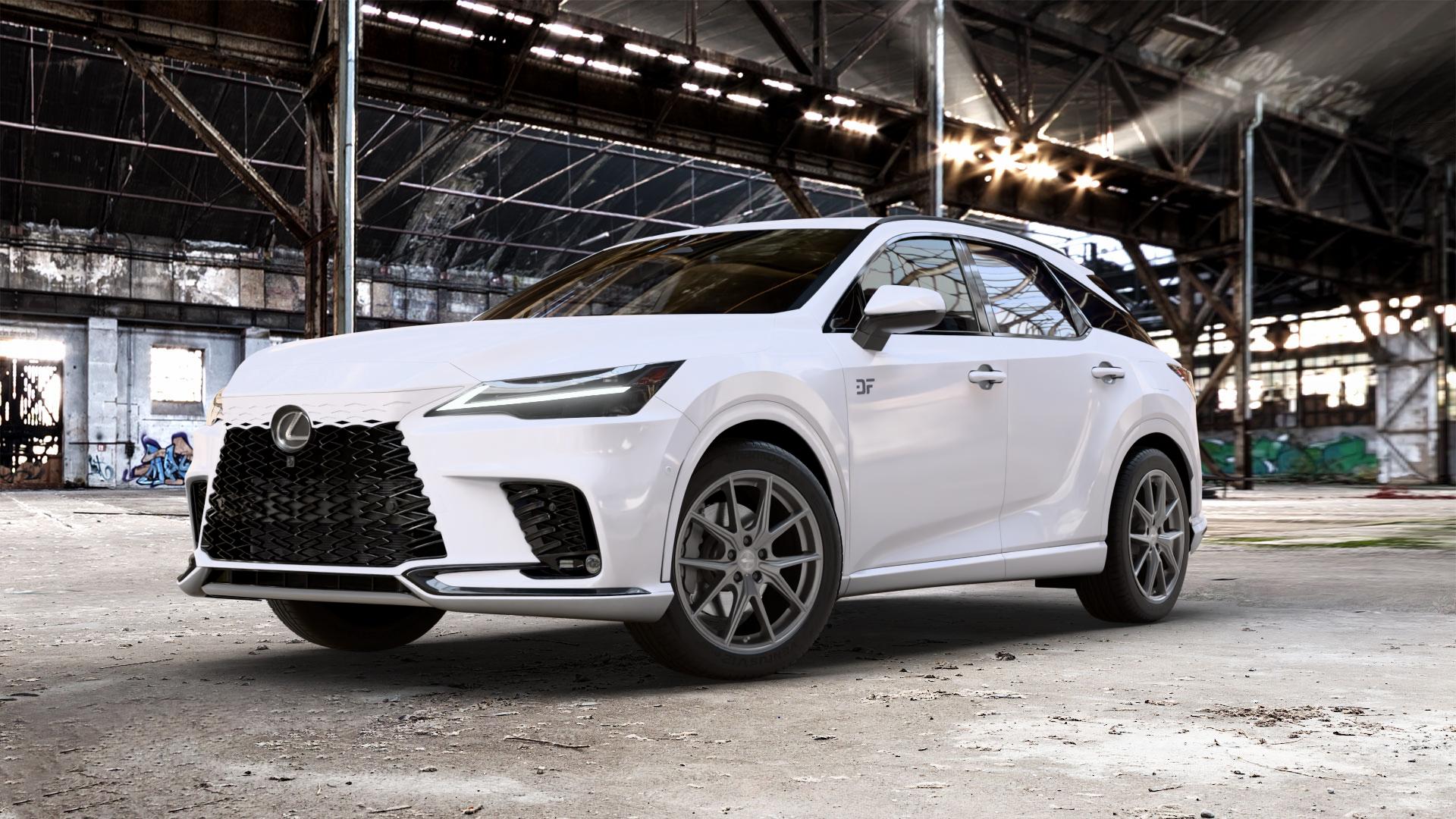 Brock B40 ferric-grey matt-lackiert Felge mit Reifen grau in 20Zoll Winterfelge Alufelge auf weissem Lexus RX V Typ AL3(M) 2,5l 140kW RX350H AWD (190 PS) 136kW RX450H+ (185 2,4l 200kW RX500H (272 AL3(M)-TGRE ⬇️ mit 15mm Tieferlegung ⬇️ Old Industrial Hall_max_5300mm_2024 Frontansicht_1