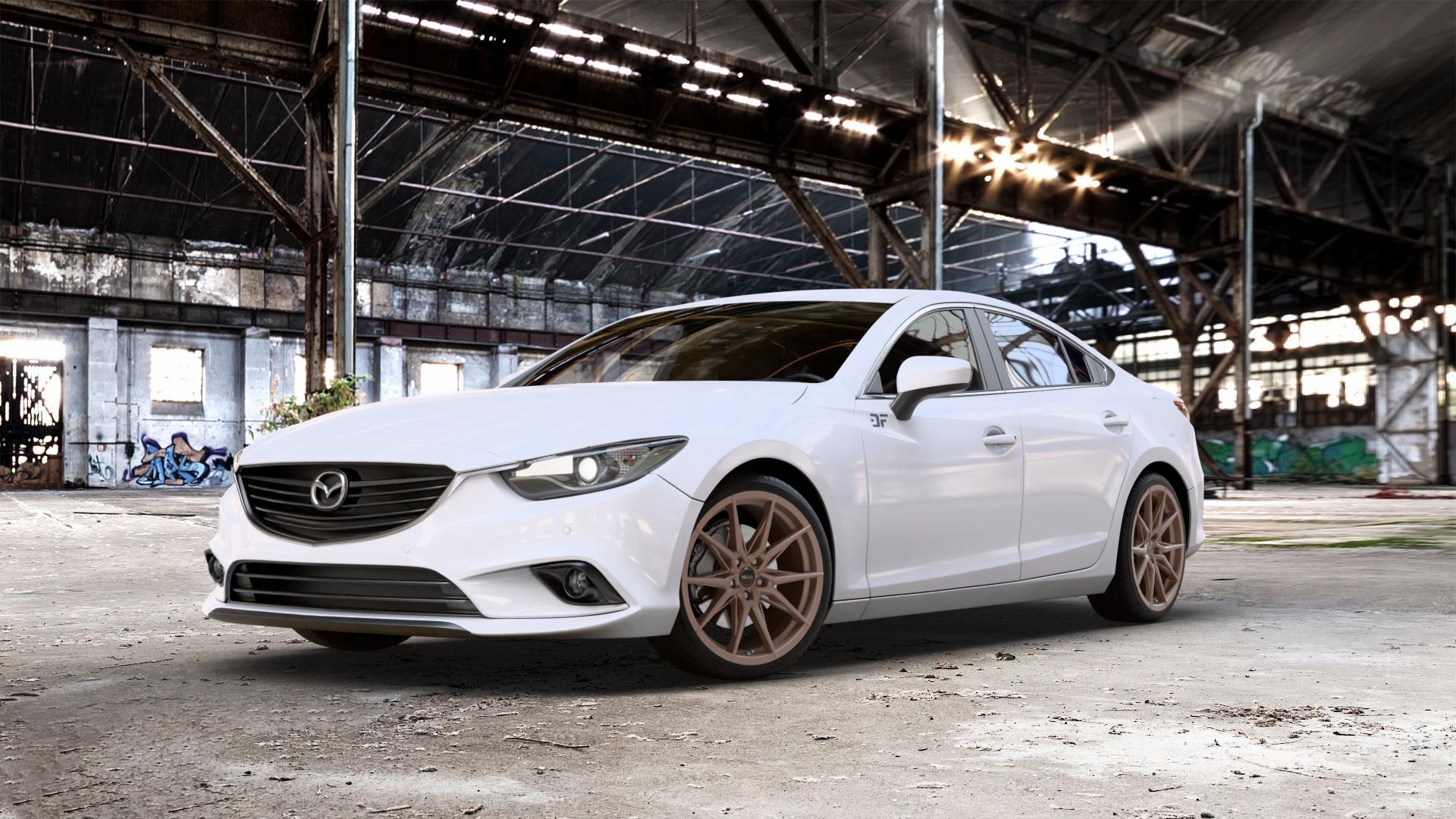 Brock B42 bronze-copper matt-lackiert Felge mit Reifen in 19Zoll Winterfelge Alufelge auf weissem Mazda 6 III (12-15) Limousine (GJ/GH) (15-18) (GH) Facelift (GJ) ⬇️ mit 15mm Tieferlegung ⬇️ Old Industrial Hall_max_5300mm_2024 Frontansicht_1