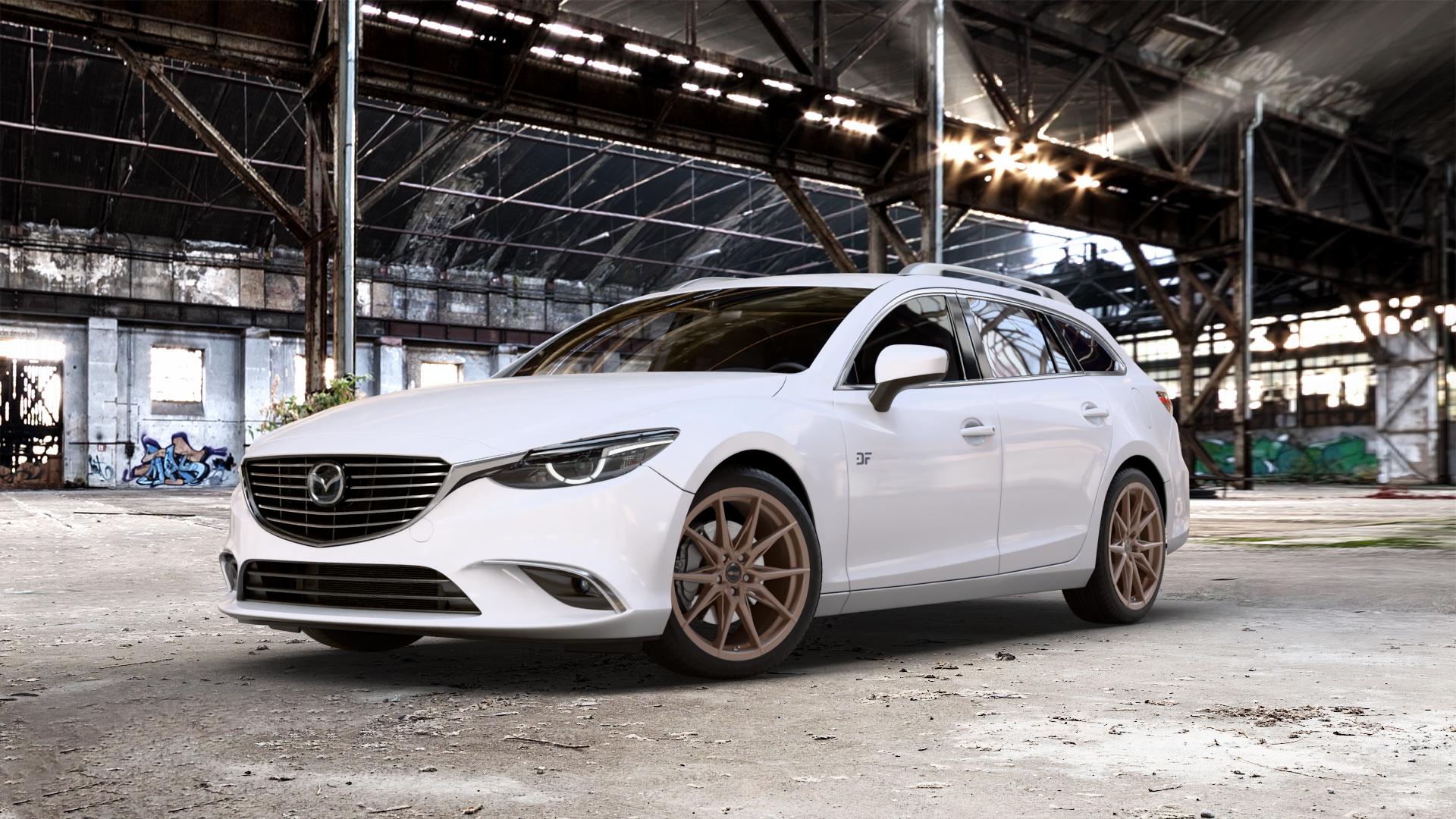 Brock B42 bronze-copper matt-lackiert Felge mit Reifen in 19Zoll Winterfelge Alufelge auf weissem Mazda 6 III (12-15) Sport Kombi (GJ/GH) (15-18) (GH) Facelift (18-) (GJ) ⬇️ mit 15mm Tieferlegung ⬇️ Old Industrial Hall_max_5300mm_2024 Frontansicht_1