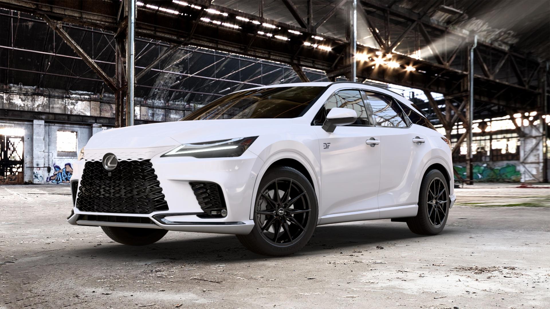 Brock B42 schwarz lackiert Felge mit Reifen in 20Zoll Winterfelge Alufelge auf weissem Lexus RX V Typ AL3(M) 2,5l 140kW RX350H AWD (190 PS) 136kW RX450H+ (185 2,4l 200kW RX500H (272 AL3(M)-TGRE ⬇️ mit 15mm Tieferlegung ⬇️ Old Industrial Hall_max_5300mm_2024 Frontansicht_1