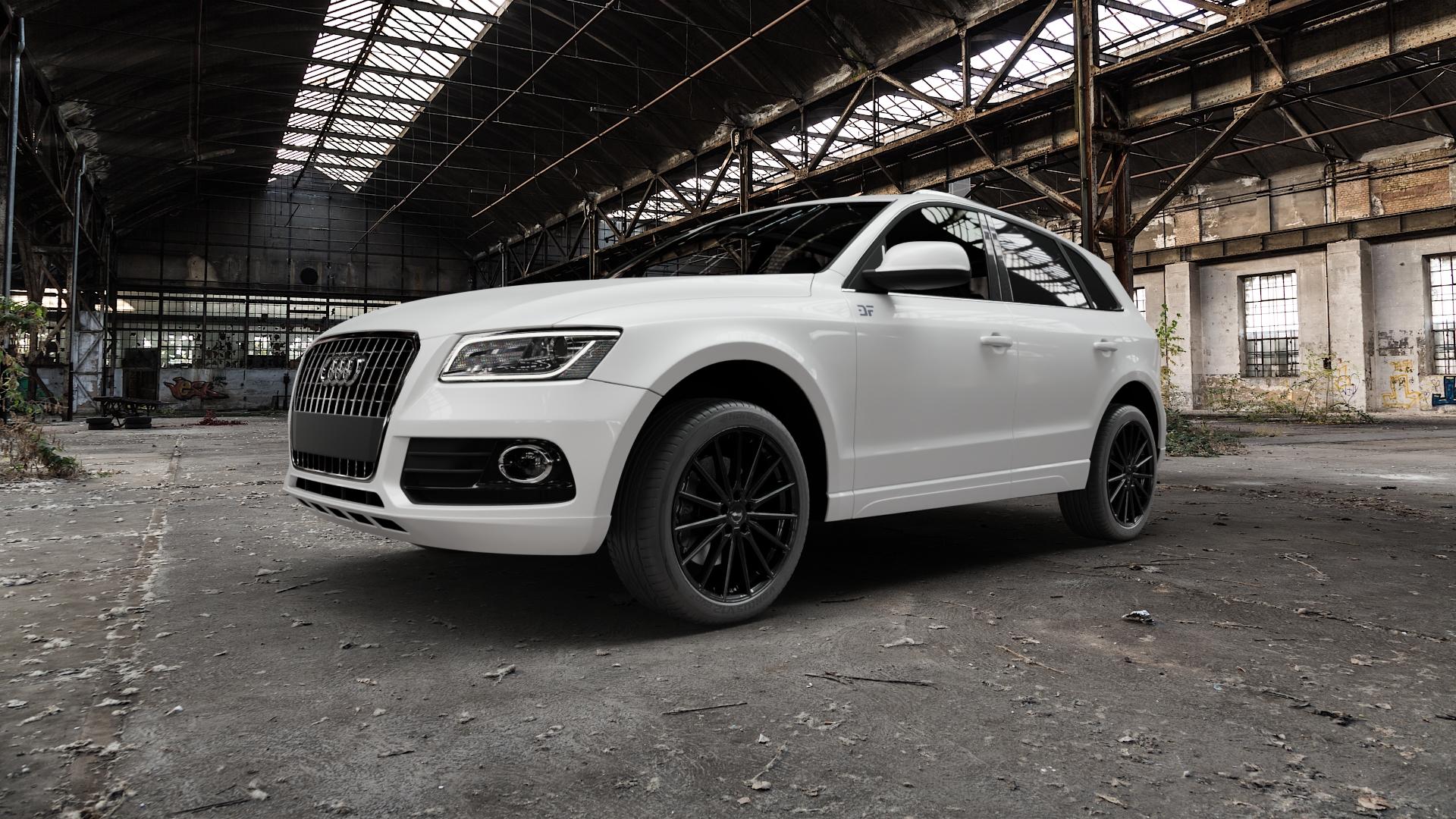 Brock B43 schwarz lackiert Felge mit Reifen in 20Zoll Winterfelge Alufelge auf weissem Audi Q5 I Typ 8R 8R1 8R2 Facelift ⬇️ mit 15mm Tieferlegung ⬇️ Old Industrial Hall_max5000mm_2022 Frontansicht_1