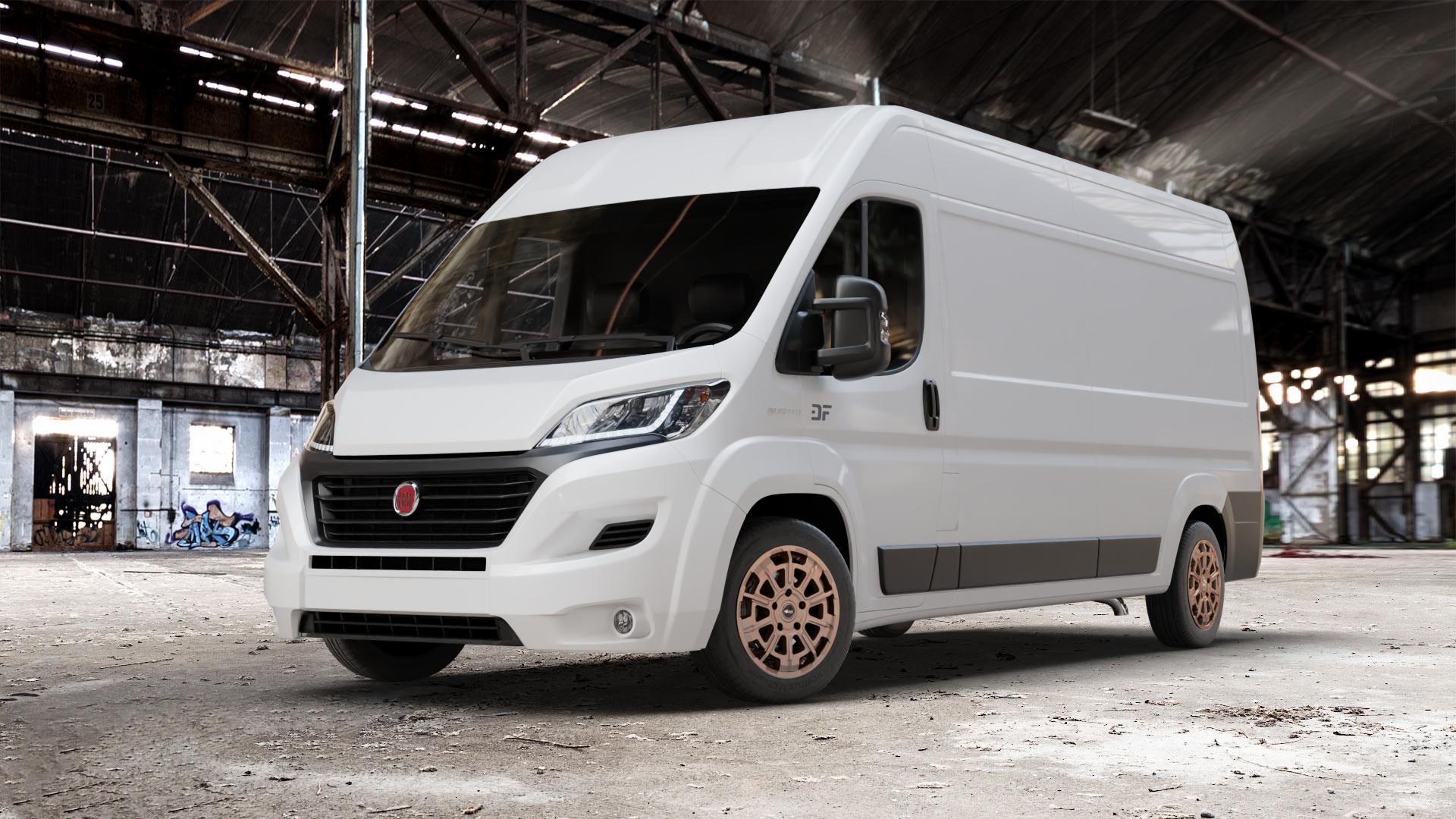 Brock B45 bronze-copper matt-lackiert Felge mit Reifen in 18Zoll Winterfelge Alufelge auf weissem Fiat Ducato Kasten Typ 250 Facelift 2,3l D 83kW 110 Multijet (113 PS) 109kW 150 (148 103kW 140 (140 118kW 160 (160 88kW 120 (120 3,0l CNG 100kW Natural Power (13 ⬇️ mit 15mm Tieferlegung ⬇️ Old Industrial Hall_max_7000mm_2024 Frontansicht_1