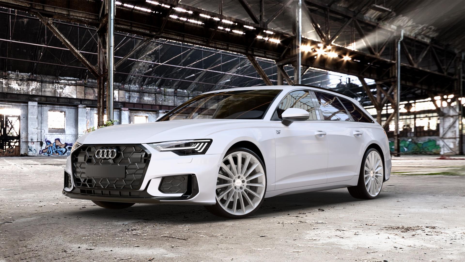 CARMANI 17 Fritz white silver Felge mit Reifen silber weiss in 22Zoll Winterfelge Alufelge auf weissem Audi A6 Typ F2/C8 (Avant) Facelift 2,0l 35 TDI 120kW Mild-Hybrid (163 PS) 40 150kW (204 quattro TFSI 3,0l 45 180kW (245 195kW (265 50 210kW (286 e Hybrid 55 250k ⬇️ mit 15mm Tieferlegung ⬇️ Old Industrial Hall_max_5300mm_2024 Frontansicht_1