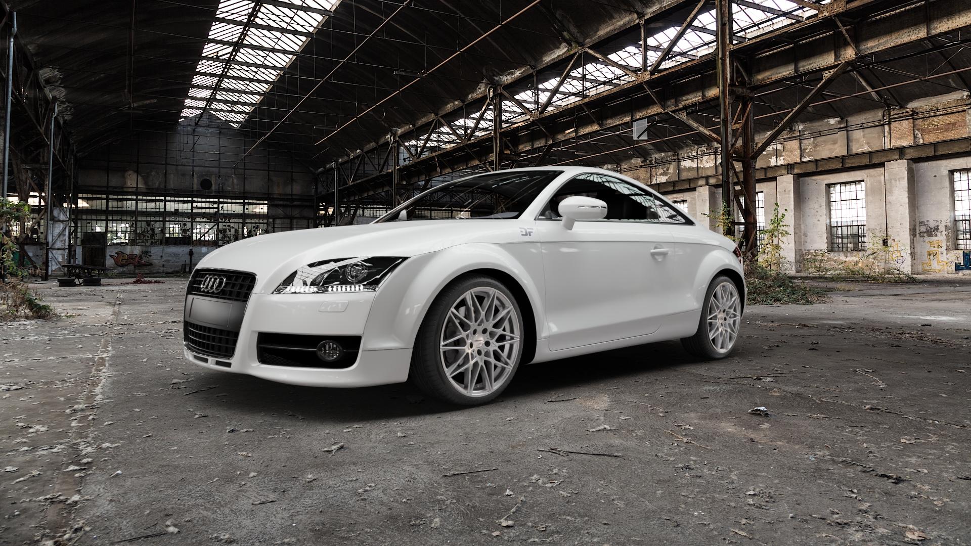 CARMANI 18 Knut white silver Felge mit Reifen silber weiss in 19Zoll Winterfelge Alufelge auf weissem Audi TT II Typ 8J (Coupé) 2,0l TFSI 147kW (200 PS) 3,2l V6 quattro 184kW (250 1,8l 118kW (160 TDI 125kW (170 TTS 200kW (272 155kW (211 ⬇️ mit 15mm Tieferlegung ⬇️ Old Industrial Hall_max5000mm_2022 Frontansicht_1