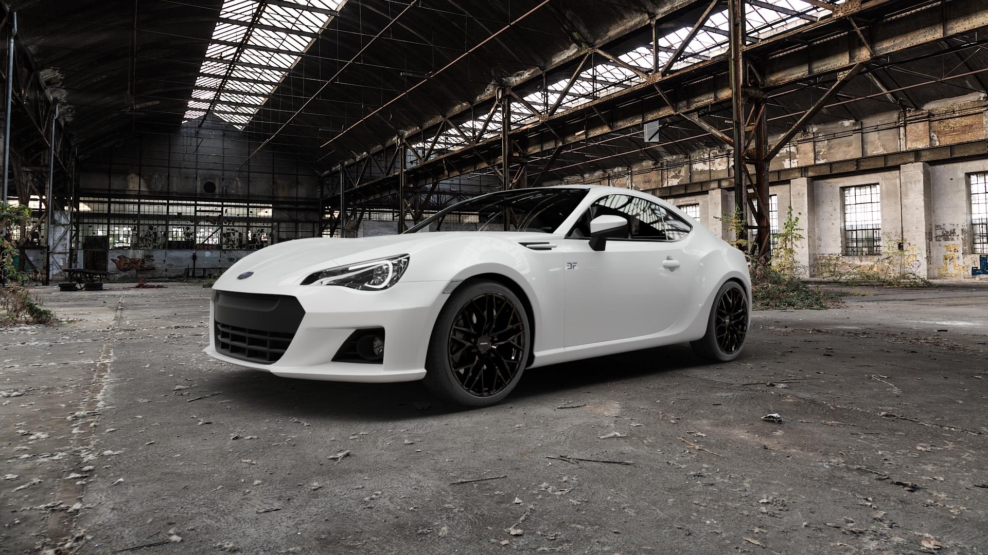 CARMANI 20 Ludwig black Felge mit Reifen schwarz in 18Zoll Winterfelge Alufelge auf weissem Subaru BRZ Typ ZC Facelift ⬇️ mit 15mm Tieferlegung ⬇️ Old Industrial Hall_max5000mm_2022 Frontansicht_1