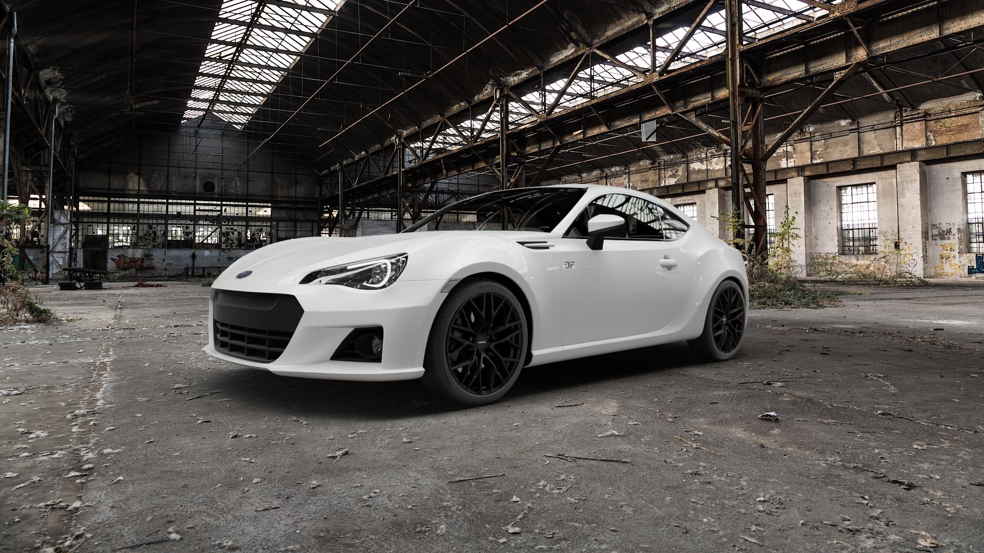 CARMANI 20 Ludwig black matt Felge mit Reifen schwarz in 18Zoll Winterfelge Alufelge auf weissem Subaru BRZ Typ ZC Facelift ⬇️ mit 15mm Tieferlegung ⬇️ Old Industrial Hall_max5000mm_2022 Frontansicht_1