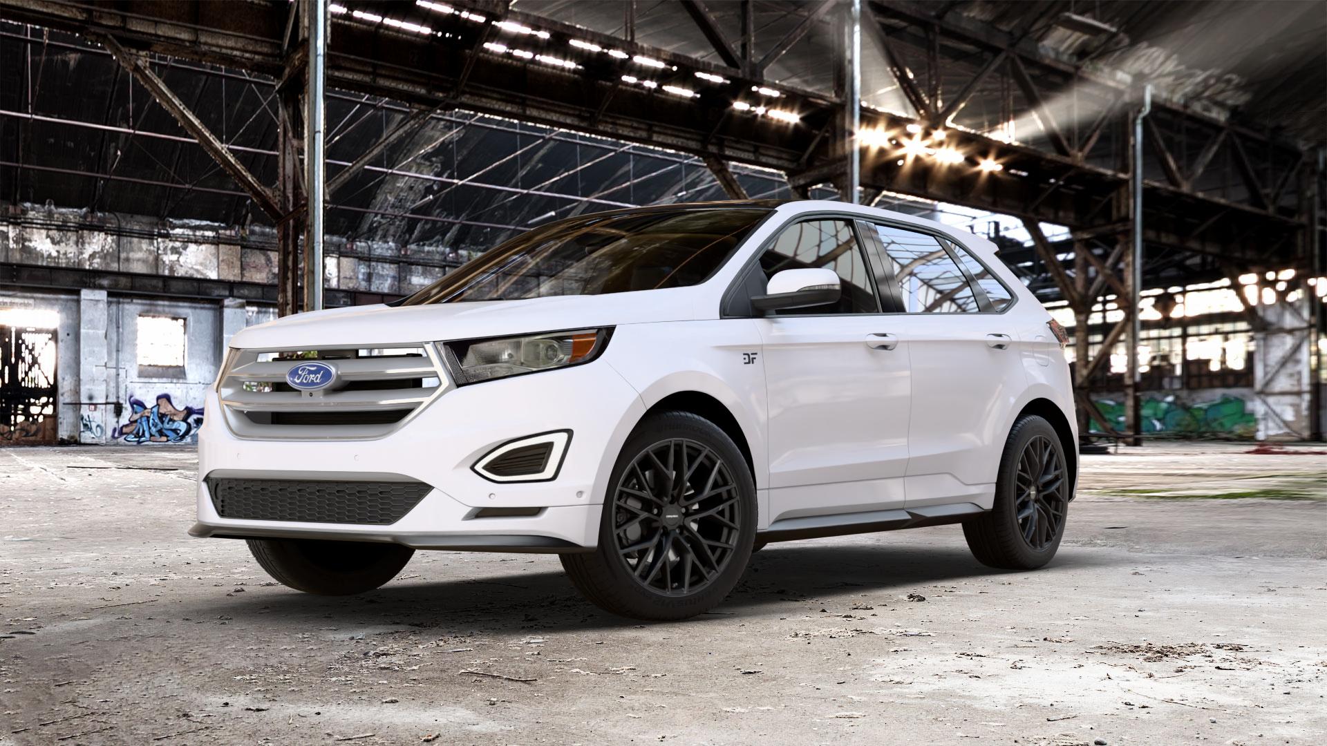 CARMANI 20 Ludwig black matt Felge mit Reifen schwarz in 19Zoll Winterfelge Alufelge auf weissem Ford Edge Typ SBF 2,0l TDCi AWD 132kW (179 PS) 155kW (211 ⬇️ mit 15mm Tieferlegung ⬇️ Old Industrial Hall_max_5300mm_2024 Frontansicht_1