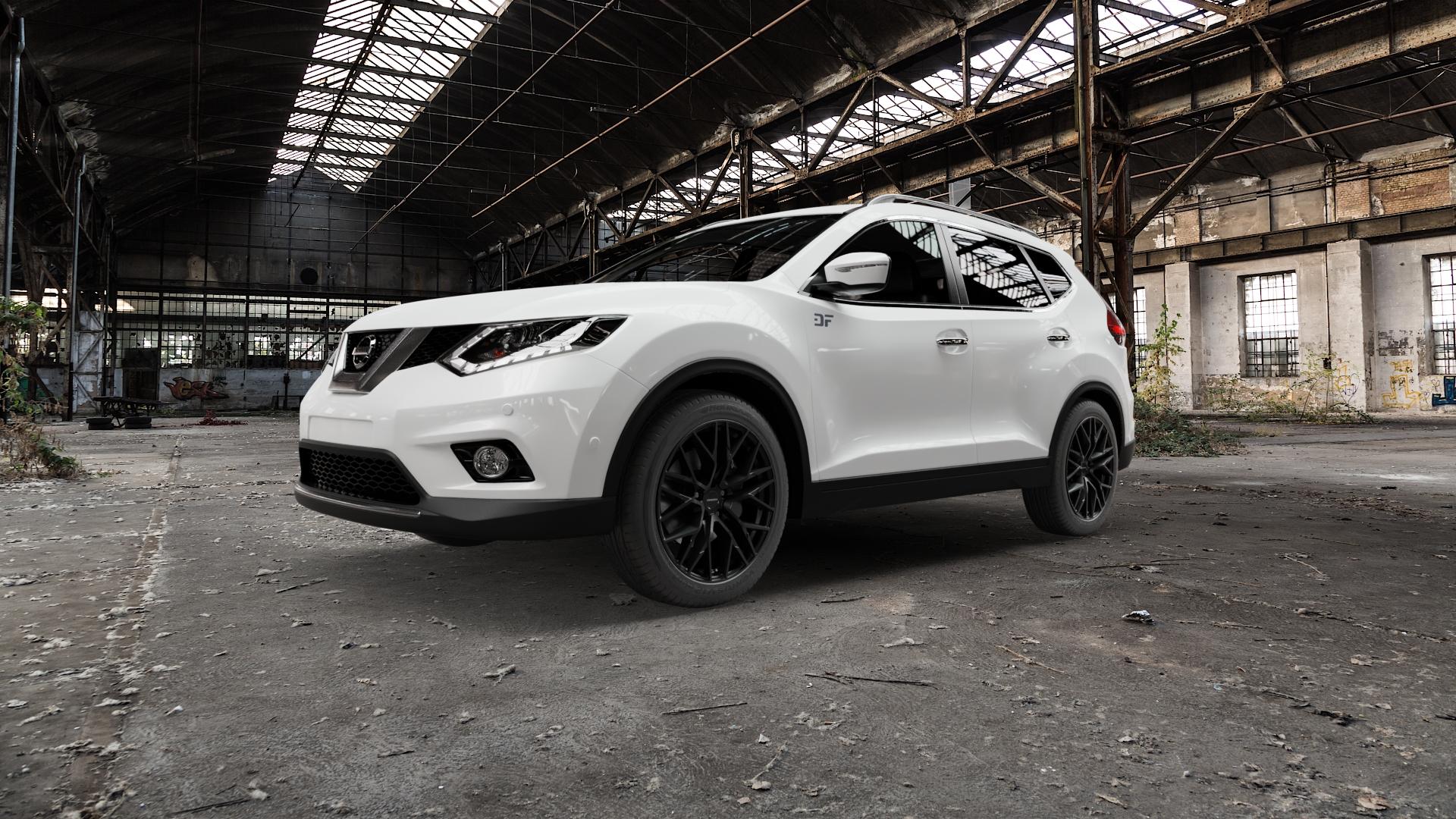 CARMANI 20 Ludwig black matt Felge mit Reifen schwarz in 19Zoll Winterfelge Alufelge auf weissem Nissan X-Trail Typ T32 ⬇️ mit 15mm Tieferlegung ⬇️ Old Industrial Hall_max5000mm_2022 Frontansicht_1