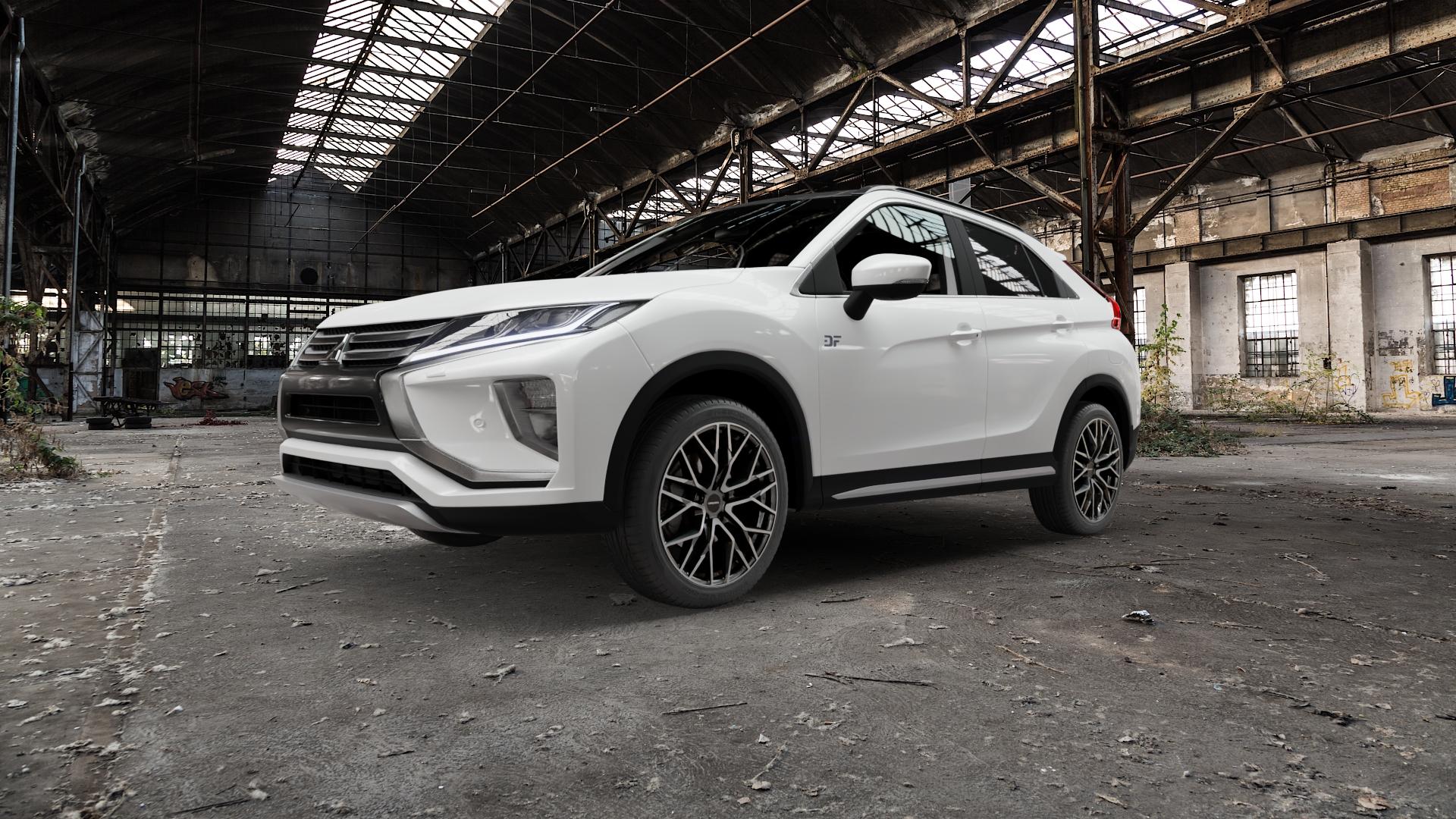 CARMANI 20 Ludwig hyper gun polish Felge mit Reifen silber anthrazit in 19Zoll Winterfelge Alufelge auf weissem Mitsubishi Eclipse Cross Typ GK0 ⬇️ mit 15mm Tieferlegung ⬇️ Old Industrial Hall_max5000mm_2022 Frontansicht_1