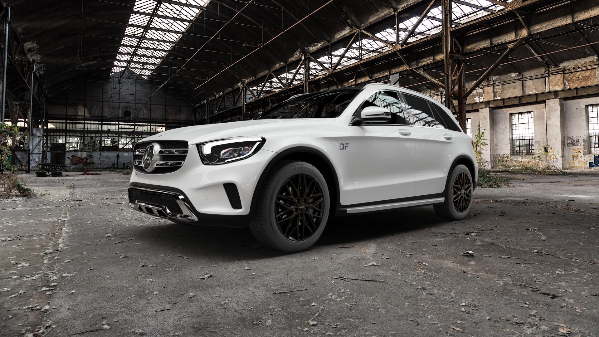 CARMANI 26 Max black Felge mit Reifen schwarz in 19Zoll Winterfelge Alufelge auf weissem Mercedes GLC-Klasse Typ X253 Facelift ⬇️ mit 15mm Tieferlegung ⬇️ Old Industrial Hall_max5000mm_2022 Frontansicht_1