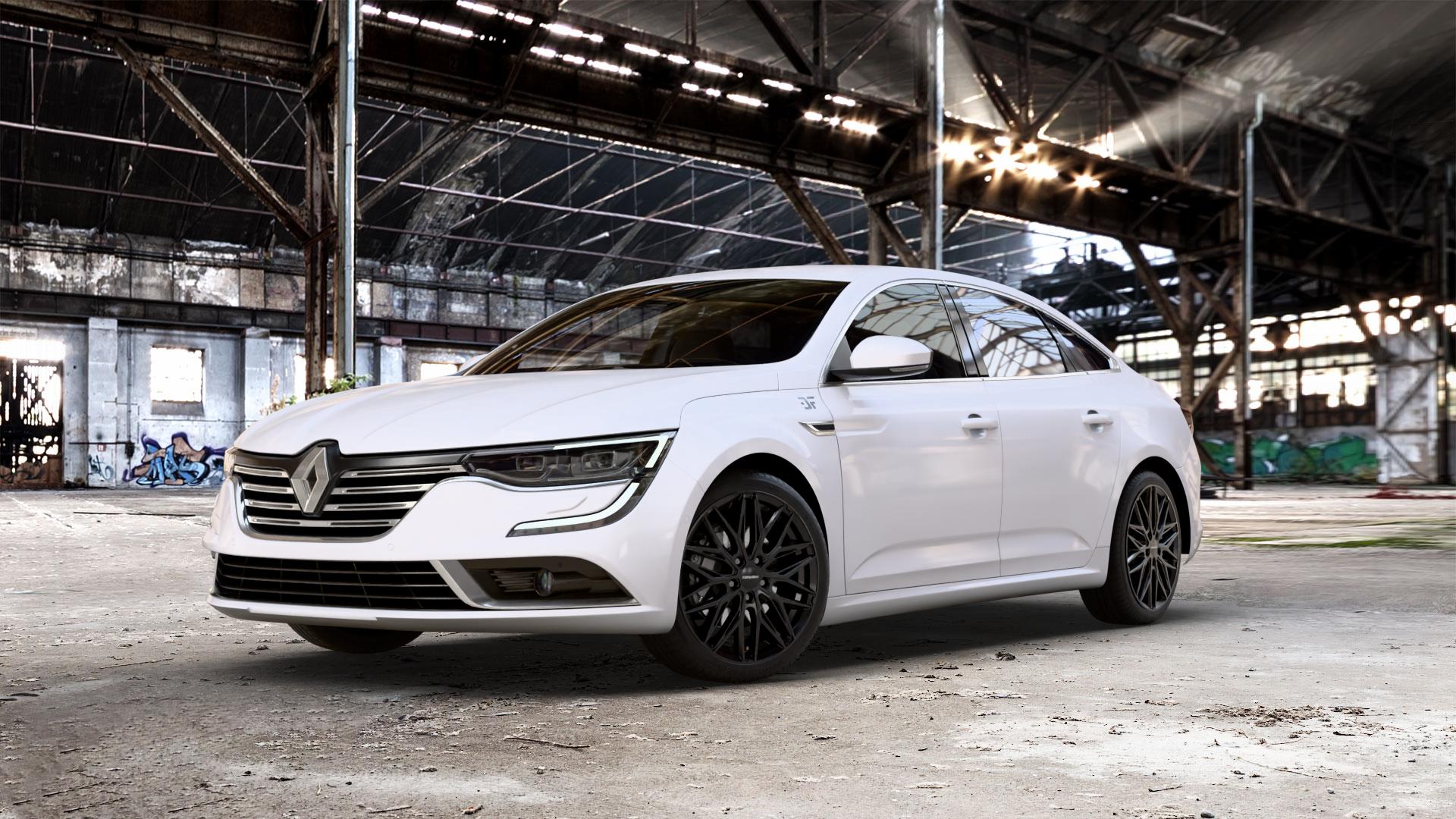 CARMANI 26 Max black Felge mit Reifen schwarz in 19Zoll Winterfelge Alufelge auf weissem Renault Talisman Typ RFD ⬇️ mit 15mm Tieferlegung ⬇️ Old Industrial Hall_max_5300mm_2024 Frontansicht_1