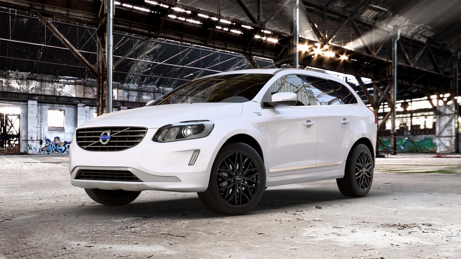 CARMANI 26 Max black Felge mit Reifen schwarz in 19Zoll Winterfelge Alufelge auf weissem Volvo XC60 Typ D Facelift ⬇️ mit 15mm Tieferlegung ⬇️ Old Industrial Hall_max_5300mm_2024 Frontansicht_1
