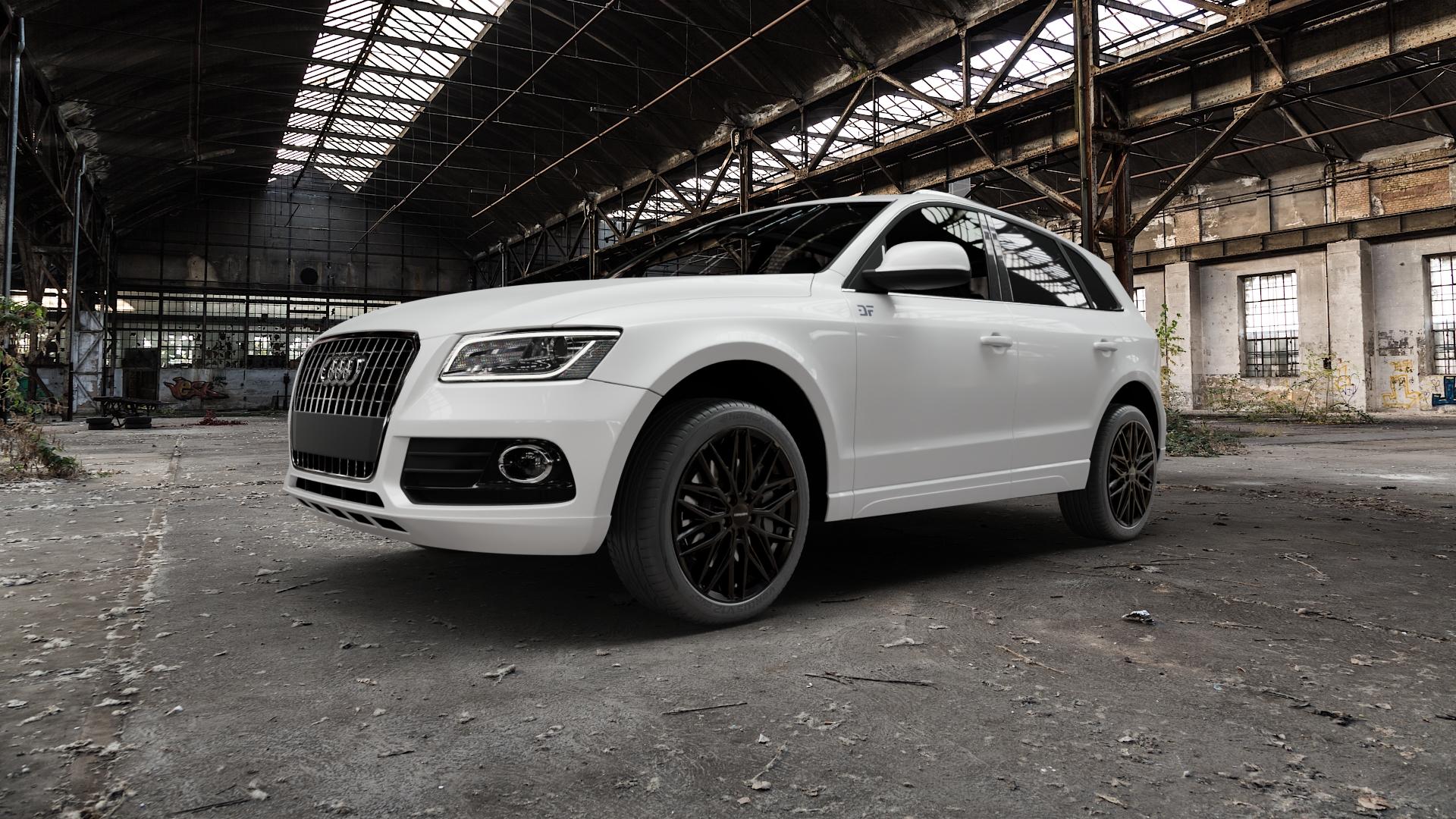 CARMANI 26 Max black Felge mit Reifen schwarz in 20Zoll Winterfelge Alufelge auf weissem Audi Q5 I Typ 8R 8R1 8R2 Facelift ⬇️ mit 15mm Tieferlegung ⬇️ Old Industrial Hall_max5000mm_2022 Frontansicht_1