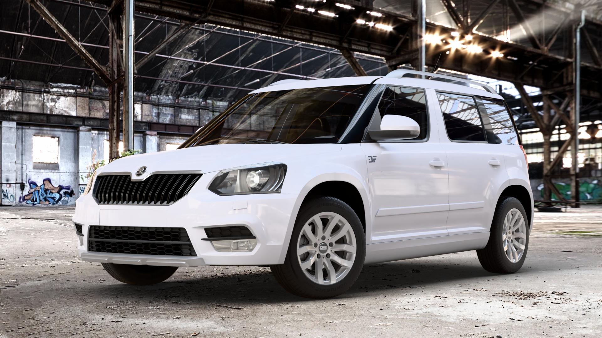 CMS C22 Racing Silver Felge mit Reifen silber in 16Zoll Winterfelge Alufelge auf weissem Skoda Yeti 2,0l TDI 81kW 4WD (110 PS) 1,2l TSI 1,4l 92kW (125 110kW (150 ⬇️ mit 15mm Tieferlegung ⬇️ Old Industrial Hall_max_4400mm_2024 Frontansicht_1