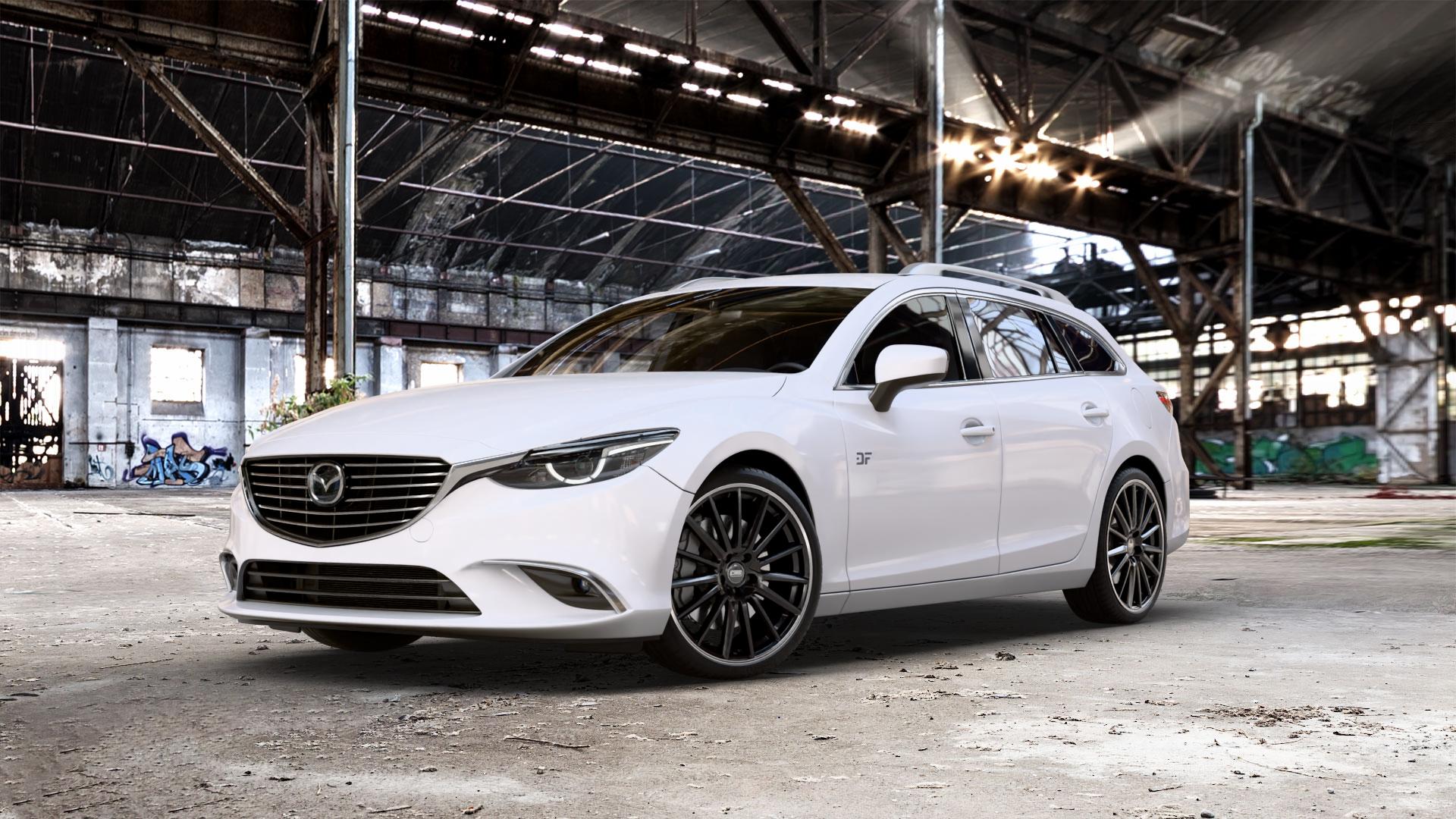 CMS C23 Diamond Rim Black Felge mit Reifen silber schwarz in 20Zoll Winterfelge Alufelge auf weissem Mazda 6 III (12-15) Sport Kombi (GJ/GH) (15-18) (GH) Facelift (18-) (GJ) ⬇️ mit 15mm Tieferlegung ⬇️ Old Industrial Hall_max_5300mm_2024 Frontansicht_1