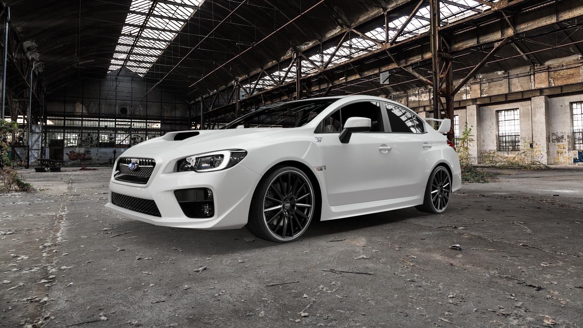 CMS C23 Diamond Rim Black Felge mit Reifen silber schwarz in 20Zoll Winterfelge Alufelge auf weissem Subaru WRX Typ V1 2,5l STI AWD 221kW (300 PS) ⬇️ mit 15mm Tieferlegung ⬇️ Old Industrial Hall_max5000mm_2022 Frontansicht_1