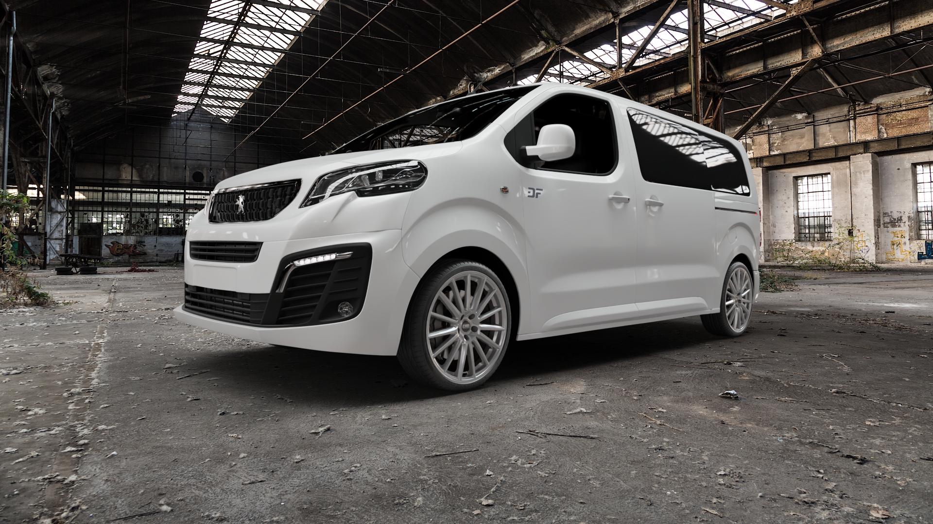 CMS C23 Racing Silver Felge mit Reifen silber in 20Zoll Winterfelge Alufelge auf weissem Peugeot Expert III Typ V ⬇️ mit 15mm Tieferlegung ⬇️ Old Industrial Hall_max5000mm_2022 Frontansicht_1