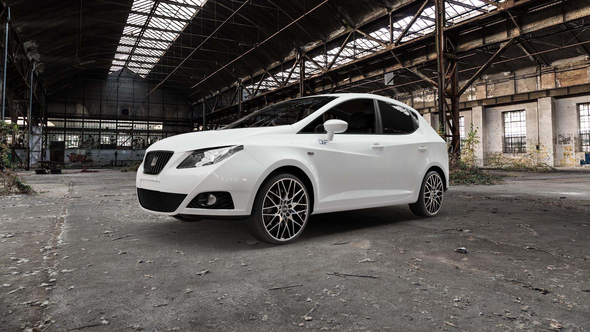 CMS C25 Diamond Black Gloss Felge mit Reifen silber schwarz in 18Zoll Winterfelge Alufelge auf weissem Seat Ibiza IV Typ 6J ST Facelift ⬇️ mit 15mm Tieferlegung ⬇️ Old Industrial Hall_max5000mm_2022 Frontansicht_1