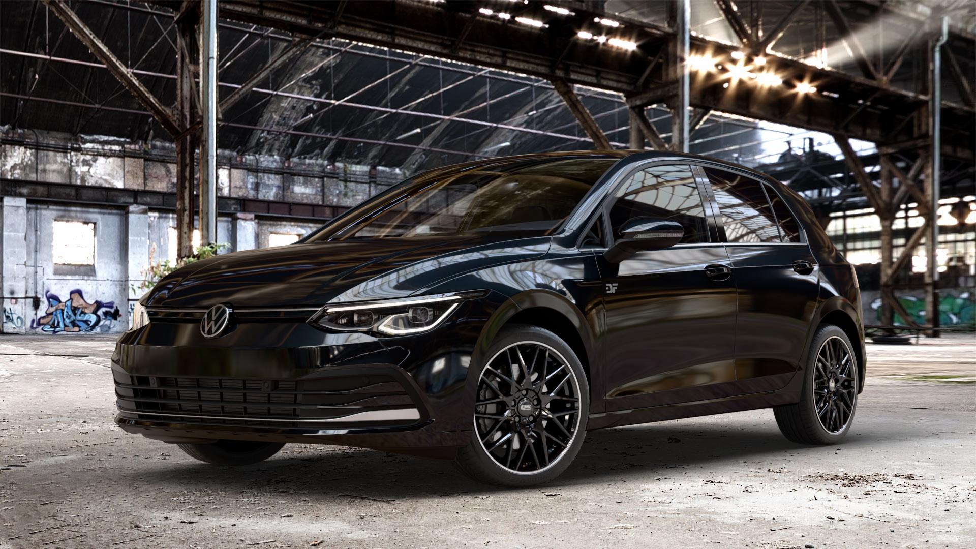 CMS C25 Diamond Rim Black Felge mit Reifen grau schwarz in 18Zoll Winterfelge Alufelge auf metallic schwarzem Volkswagen (VW) Golf 8 1,5l TSI 96kW (131 PS) 110kW (150 2,0l TDI 85kW (116 Mild-Hybrid 1,0l 81kW (110 66kW (90 1,4l Hybrid TGI 4Motion 140kW (190 ⬇️ mit 15mm Tieferlegung ⬇️ Old Industrial Hall_max_4400mm_2024 Frontansicht_1