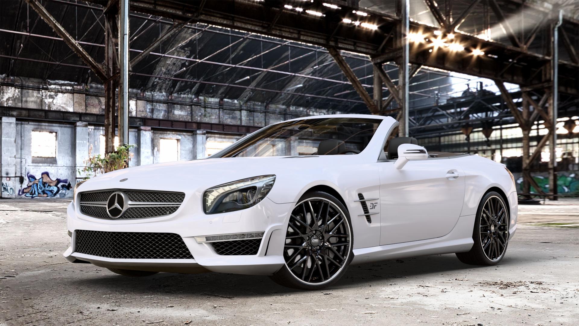 CMS C25 Diamond Rim Black Felge mit Reifen grau schwarz in 20Zoll Winterfelge Alufelge auf weissem Mercedes SL Typ R231 5,5l 63 AMG 395kW (537 PS) 6,0l 65 463kW (630 ⬇️ mit 15mm Tieferlegung ⬇️ Old Industrial Hall_max_4400mm_2024 Frontansicht_1