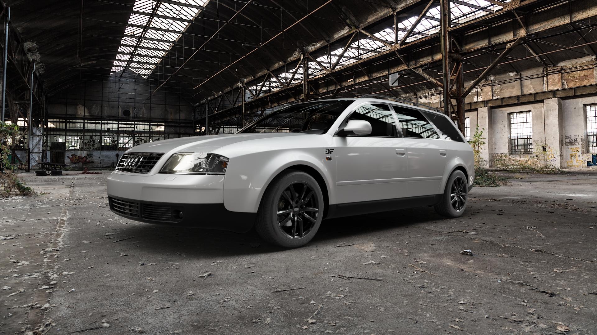 CMS C27 Complete Black Gloss Felge mit Reifen schwarz in 16Zoll Winterfelge Alufelge auf silbernem Audi A6 Typ 4B/C5 (Avant) ⬇️ mit 15mm Tieferlegung ⬇️ Old Industrial Hall_max5000mm_2022 Frontansicht_1