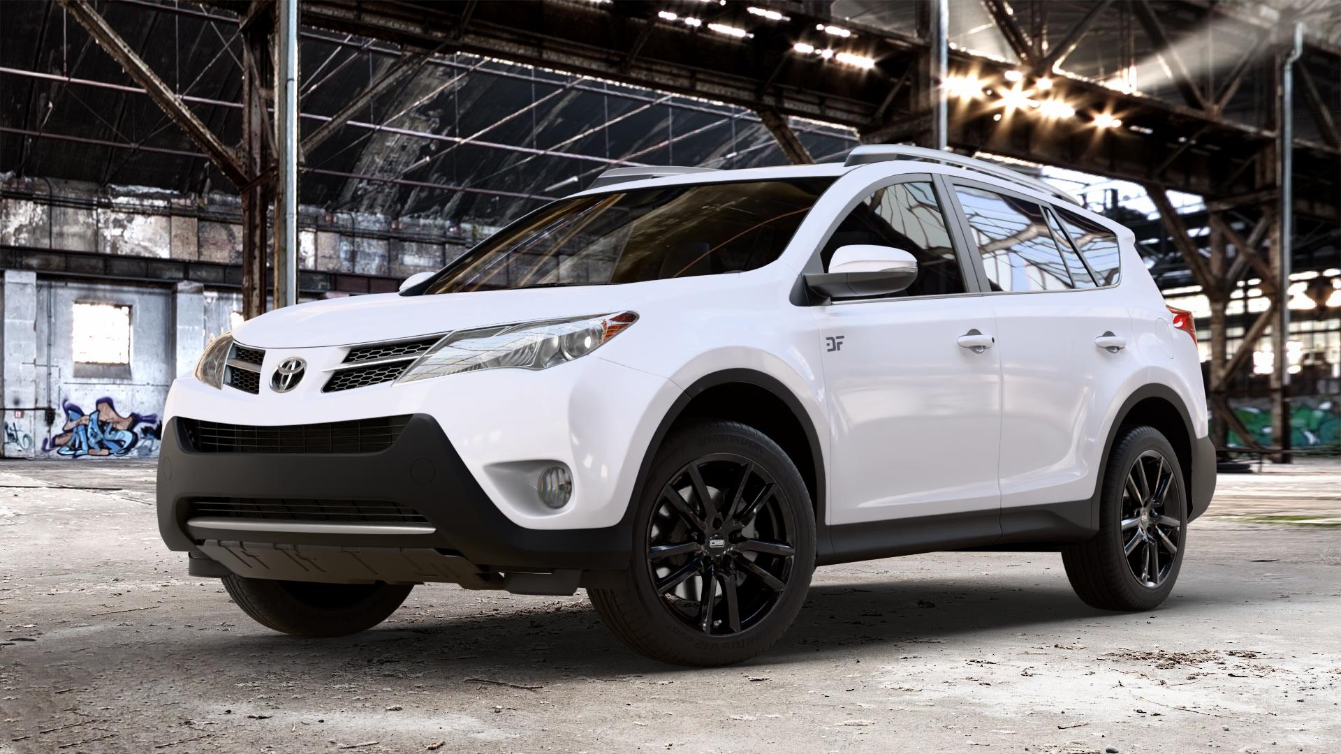 CMS C27 Complete Black Gloss Felge mit Reifen schwarz in 18Zoll Winterfelge Alufelge auf weissem Toyota RAV 4 IV Typ XA3(a) Facelift XA3(a), XA4 ⬇️ mit 15mm Tieferlegung ⬇️ Old Industrial Hall_max_4400mm_2024 Frontansicht_1