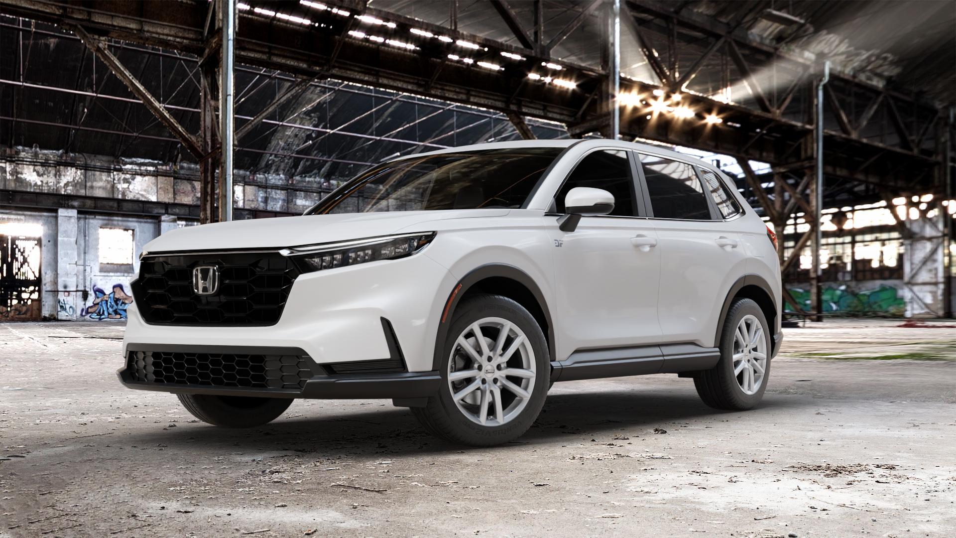 CMS C27 Racing Silver Felge mit Reifen silber in 18Zoll Winterfelge Alufelge auf weissem Honda CR-V VI (RS) ⬇️ mit 15mm Tieferlegung ⬇️ Old Industrial Hall_max_5300mm_2024 Frontansicht_1