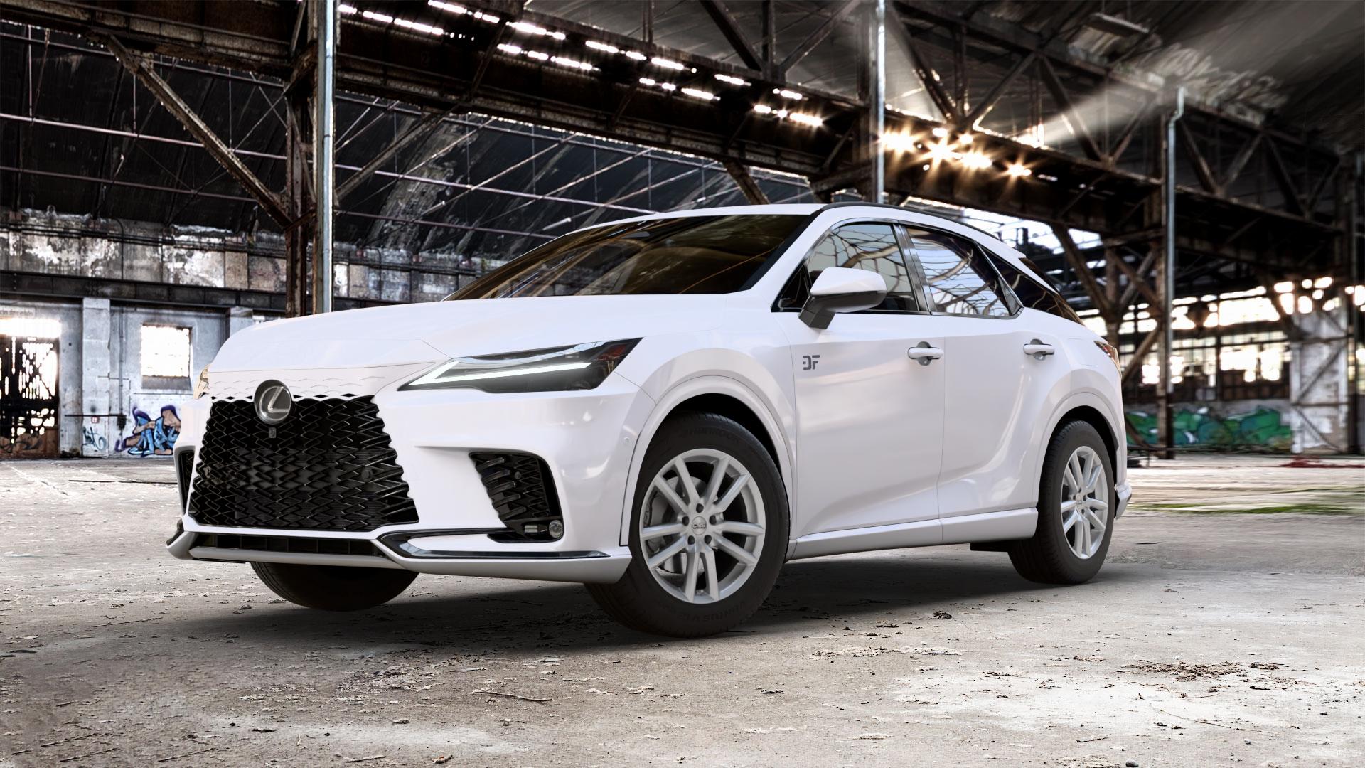 CMS C27 Racing Silver Felge mit Reifen silber in 18Zoll Winterfelge Alufelge auf weissem Lexus RX V Typ AL3(M) 2,5l 140kW RX350H AWD (190 PS) 136kW RX450H+ (185 2,4l 200kW RX500H (272 AL3(M)-TGRE ⬇️ mit 15mm Tieferlegung ⬇️ Old Industrial Hall_max_5300mm_2024 Frontansicht_1