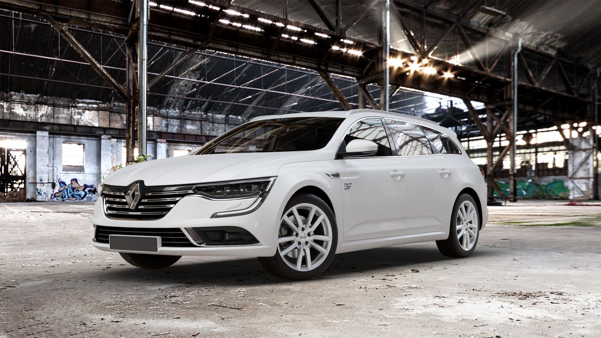 CMS C27 Racing Silver Felge mit Reifen silber in 18Zoll Winterfelge Alufelge auf weissem Renault Talisman Grandtour Typ RFD ⬇️ mit 15mm Tieferlegung ⬇️ Old Industrial Hall_max_5300mm_2024 Frontansicht_1