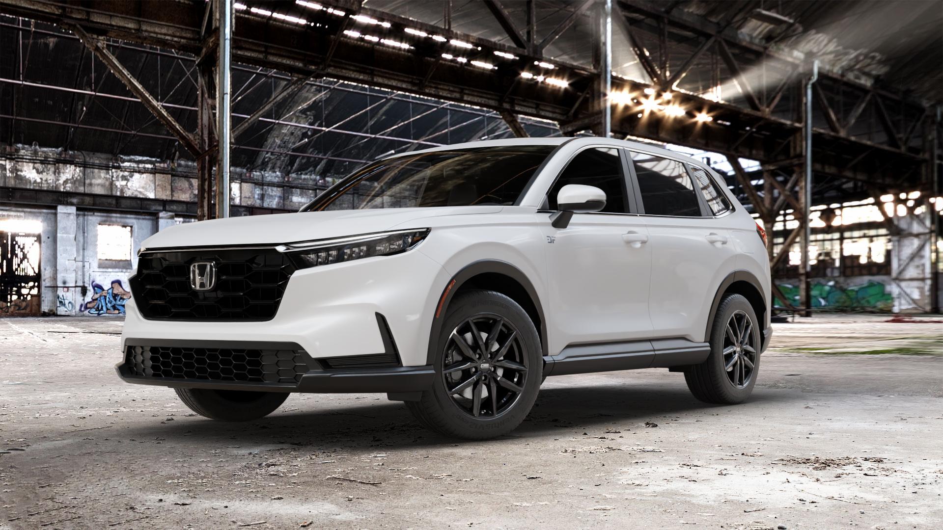 CMS C28 Complete Black Gloss Felge mit Reifen schwarz in 18Zoll Winterfelge Alufelge auf weissem Honda CR-V VI (RS) ⬇️ mit 15mm Tieferlegung ⬇️ Old Industrial Hall_max_5300mm_2024 Frontansicht_1