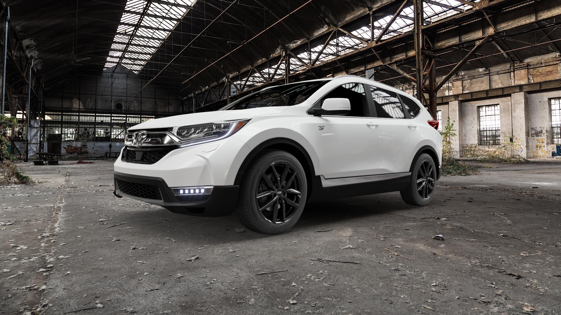 CMS C28 Complete Black Gloss Felge mit Reifen schwarz in 19Zoll Winterfelge Alufelge auf weissem Honda CR-V V (RW) ⬇️ mit 15mm Tieferlegung ⬇️ Old Industrial Hall_max5000mm_2022 Frontansicht_1