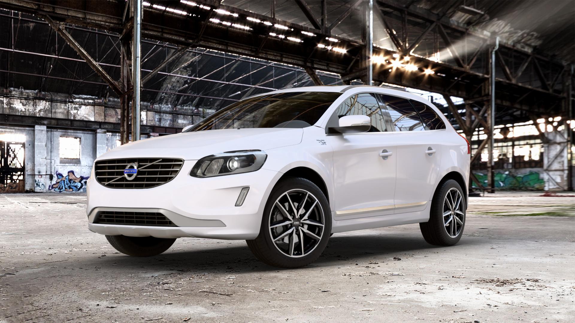 CMS C28 Diamond Black Gloss Felge mit Reifen silber schwarz in 19Zoll Winterfelge Alufelge auf weissem Volvo XC60 Typ D Facelift ⬇️ mit 15mm Tieferlegung ⬇️ Old Industrial Hall_max_5300mm_2024 Frontansicht_1