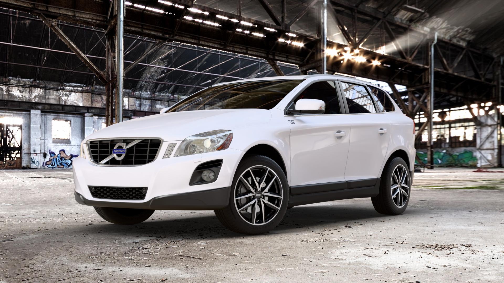 CMS C28 Diamond Black Gloss Felge mit Reifen silber schwarz in 19Zoll Winterfelge Alufelge auf weissem Volvo XC60 Typ D ⬇️ mit 15mm Tieferlegung ⬇️ Old Industrial Hall_max_5300mm_2024 Frontansicht_1